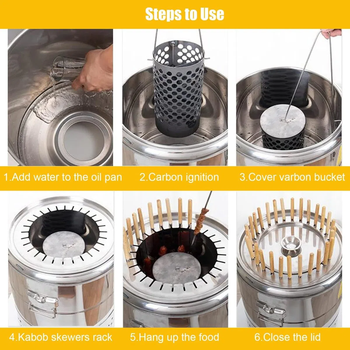 Ahumador vertical de carbón con estufa colgante y barril de malla para barbacoa de camping, parrilla portátil para cocinar al aire libre para sabor ahumado, perfecto para los amantes de la barbacoa