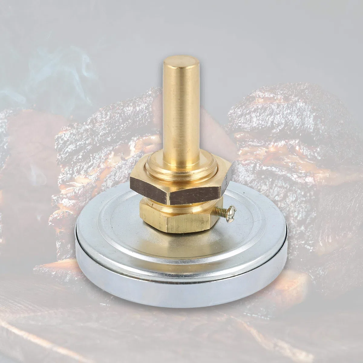 Lantelme Termómetro para ahumar, 120 °C, acero inoxidable con tuerca de fijación de latón, termómetro analógico para ahumar carne de pescado, para ahumador, quemador de ahumar, parrilla para ahumar