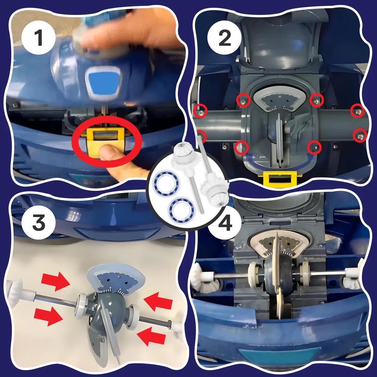 Paquete de 2 piezas de limpiador de piscina MX6 y piezas de repuesto Zodiac MX8 R0525100 y rodamiento de rueda del motor R0527000 incluidos. Accesorios de ajuste del eje de transmisión para MX8 MX8EL