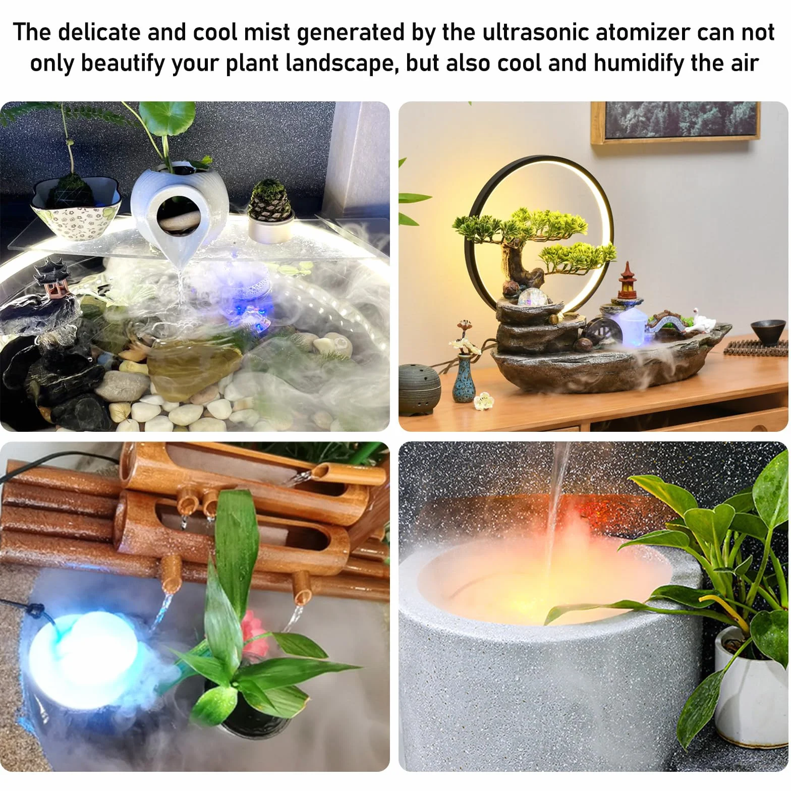 BORDEAG 2 Piezas Generador De Niebla, 5 V Máquina De Niebla, Brumizador Ultrasónico, Mini Nebulizador Ultrasónico para Decoración De Acuarios Pecera/Roca/Estanque/Decoración/Hidroponía