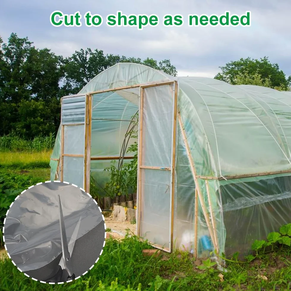 2 x 10m Lona Plastico para Invernadero,Espesar Polietileno de Efecto Plastico duro Transparente,Reutilizable Transparente Invernadero ,Resistente al Desgarro Plástico para Invernadero Huerto Jardín
