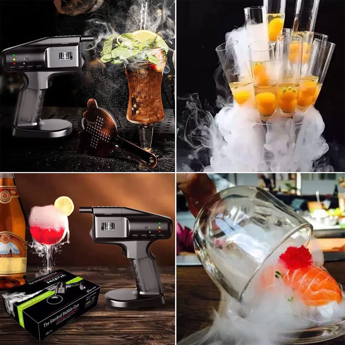 RayGenius Introductor De Humo, Pistola Ahumadora Premium, Mini Horno Ahumador, Pistola Ahumadora, Generador EléCtrico PortáTil De Humo FríO para Comida, CóCteles, Carne, Bebidas, Filetes