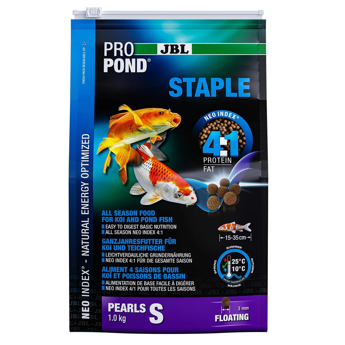 JBL Alimentos para Todo el año para Peces Koi y Estanque, Pellets flotantes, Propond, S, 1 kg