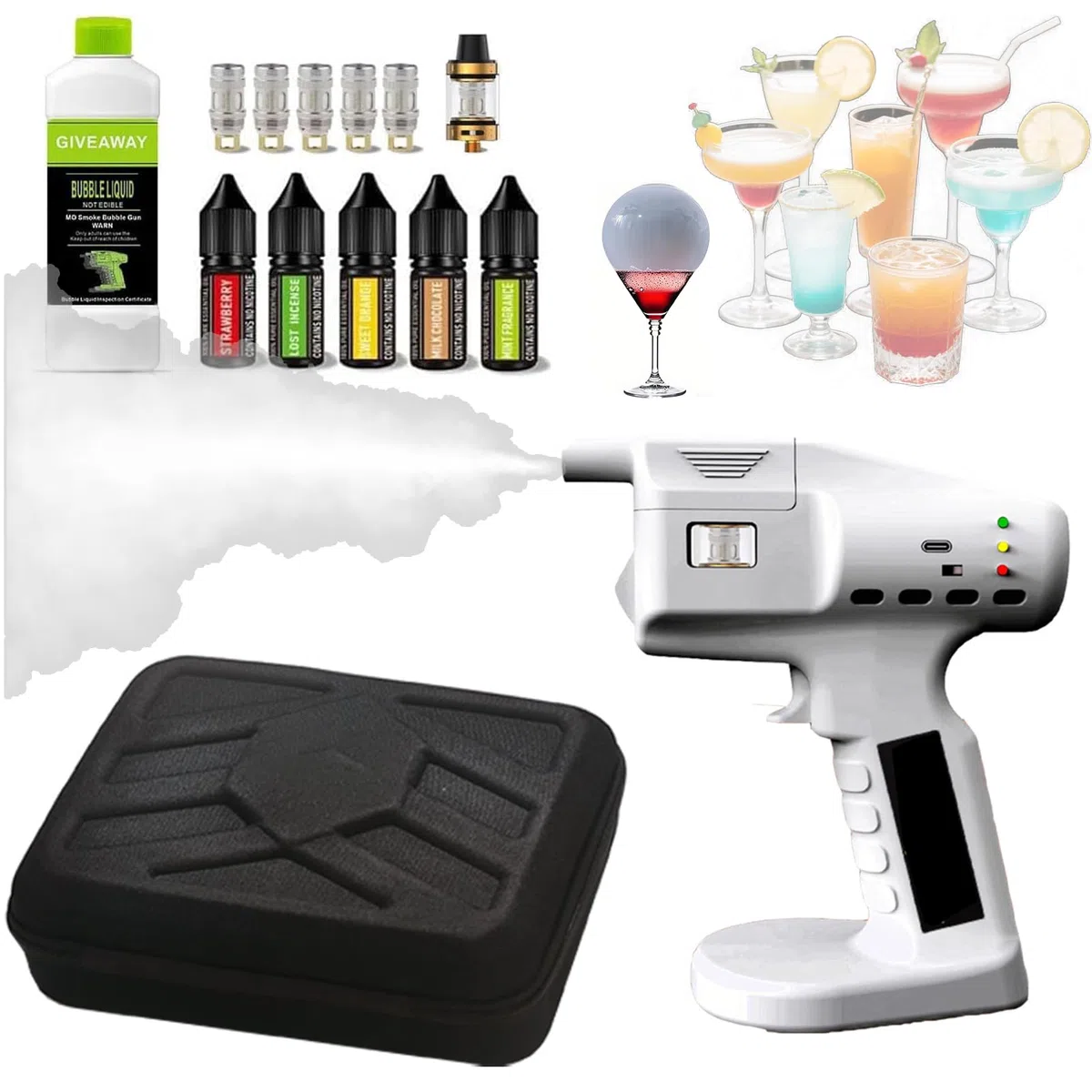 Ahumador Eléctrico de Alimentos y Cócteles, Cocktail Smoker Kit - Fumador en Frío Sin Calor, Carga Rápida USB - Perfecto para Cocina, Barbacoa, Picnic o Regalo Original