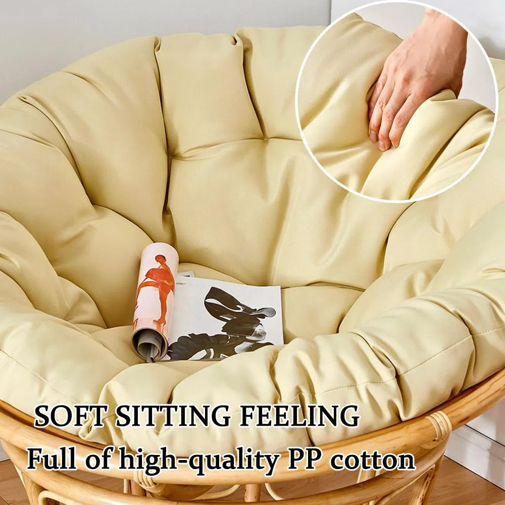 Surwin Papasan Cojines Exterior Jardin, Papasan Cojines Redondos para Silla, Suave y Acogedor Cojín para Silla De Huevo para Interiores Exteriores Sala Cojín de Asiento (80x80cm,Caqui)