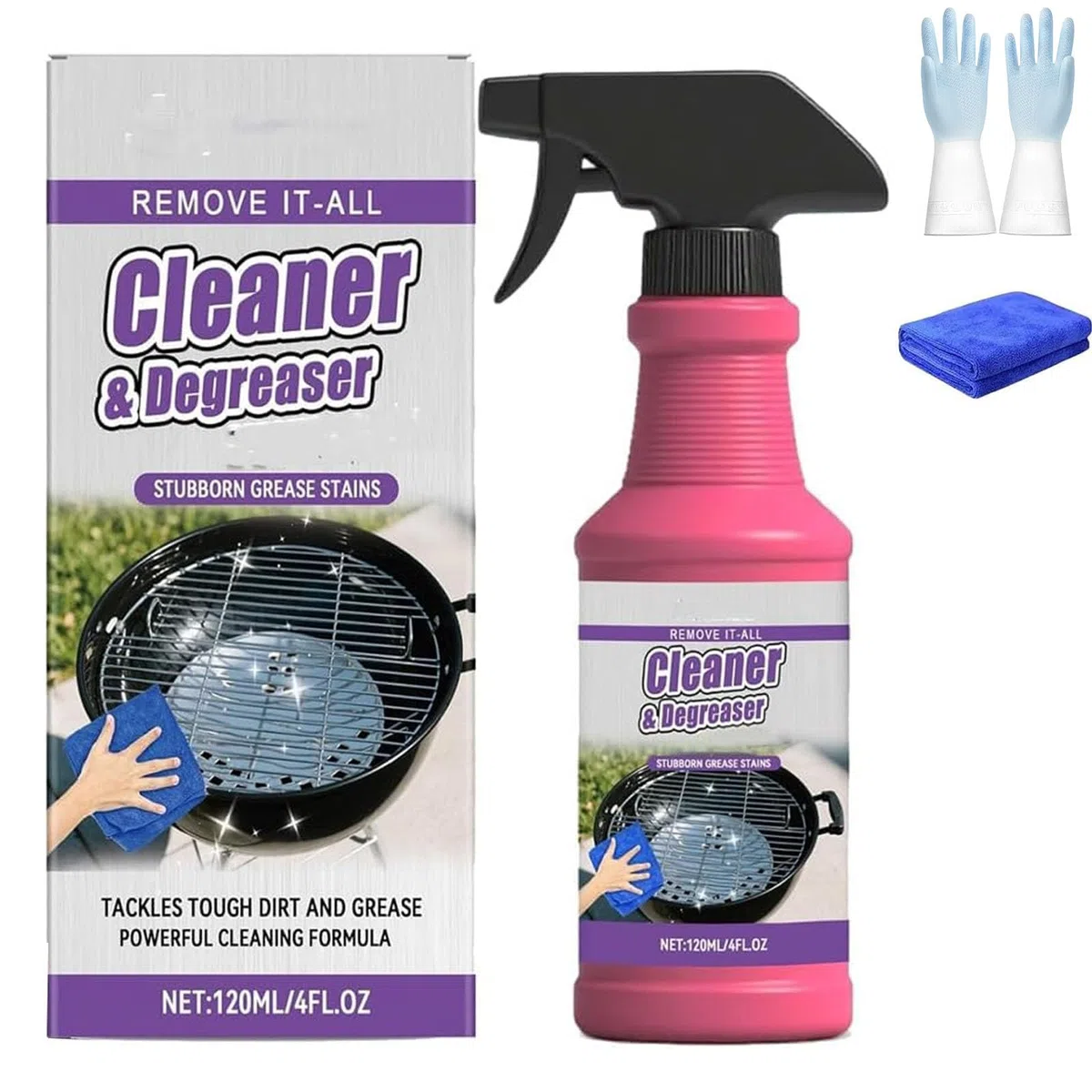 Genérico Spray Desengrasante de Acción Rápida y de Alta Resistencia para Parrilla, Limpiador de Parrillas de Barbacoa, Agente de Limpieza de Aceite Pesado Todo Uso para Parrillas de Barbacoa (1pcs)