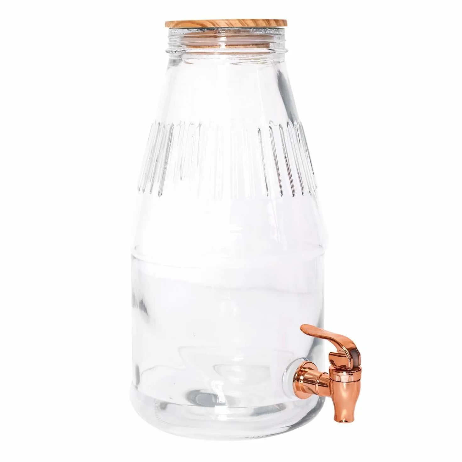 COOK CONCEPT - KA5906 Fuente de Bebida de Vidrio con Grifo de Servicio - Diseñada para Bebidas Refrescantes - Capacidad 3.8L - Amplia Apertura - Tapa de Madera