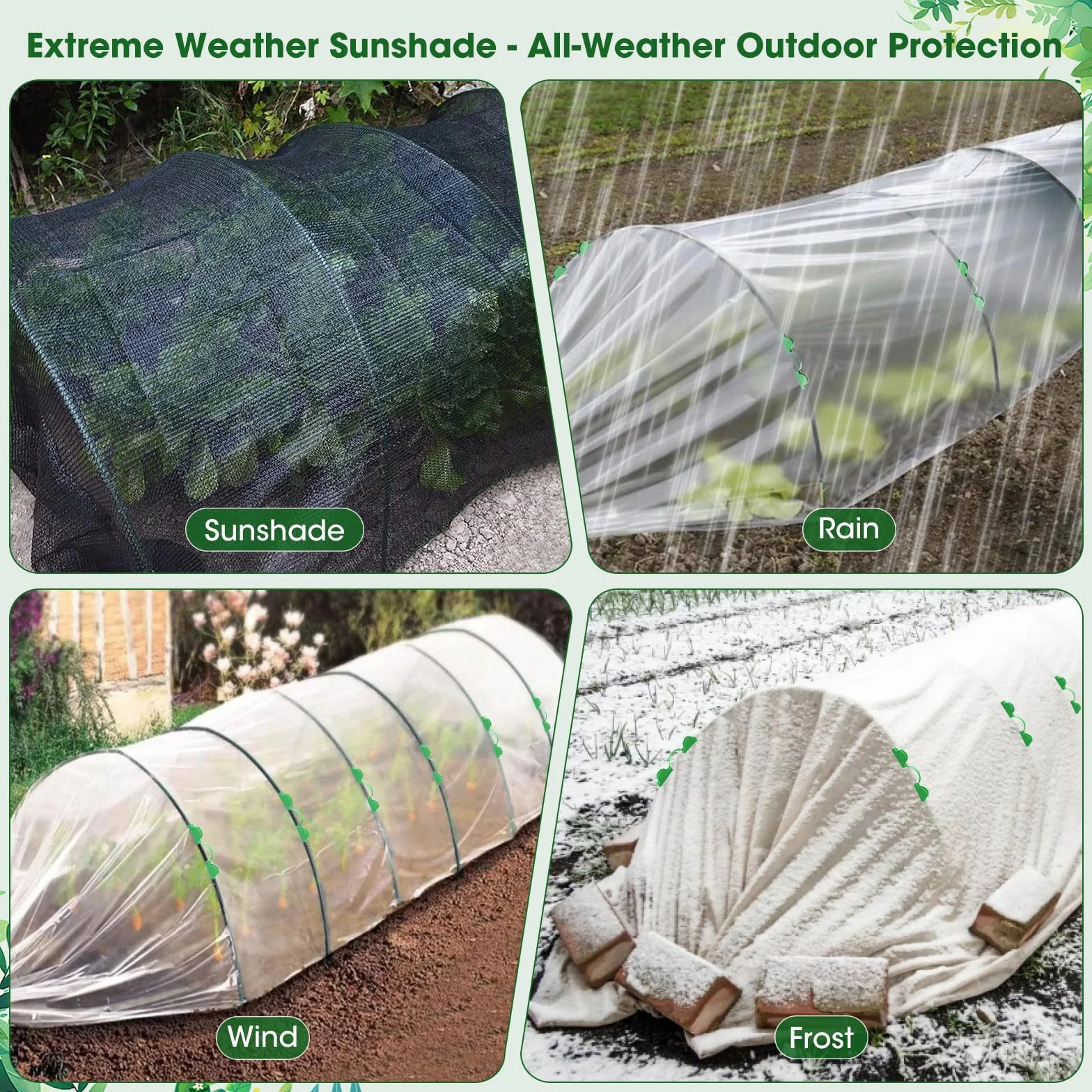 Plant Tunnel 60 Piezas Aros de Invernadero para Camas elevadas,12 Juegosaros de Soporte de Fibra de Vidrio Desmontables, Aros, túneles de Cultivo, Aros de jardín, Aros de Invernadero