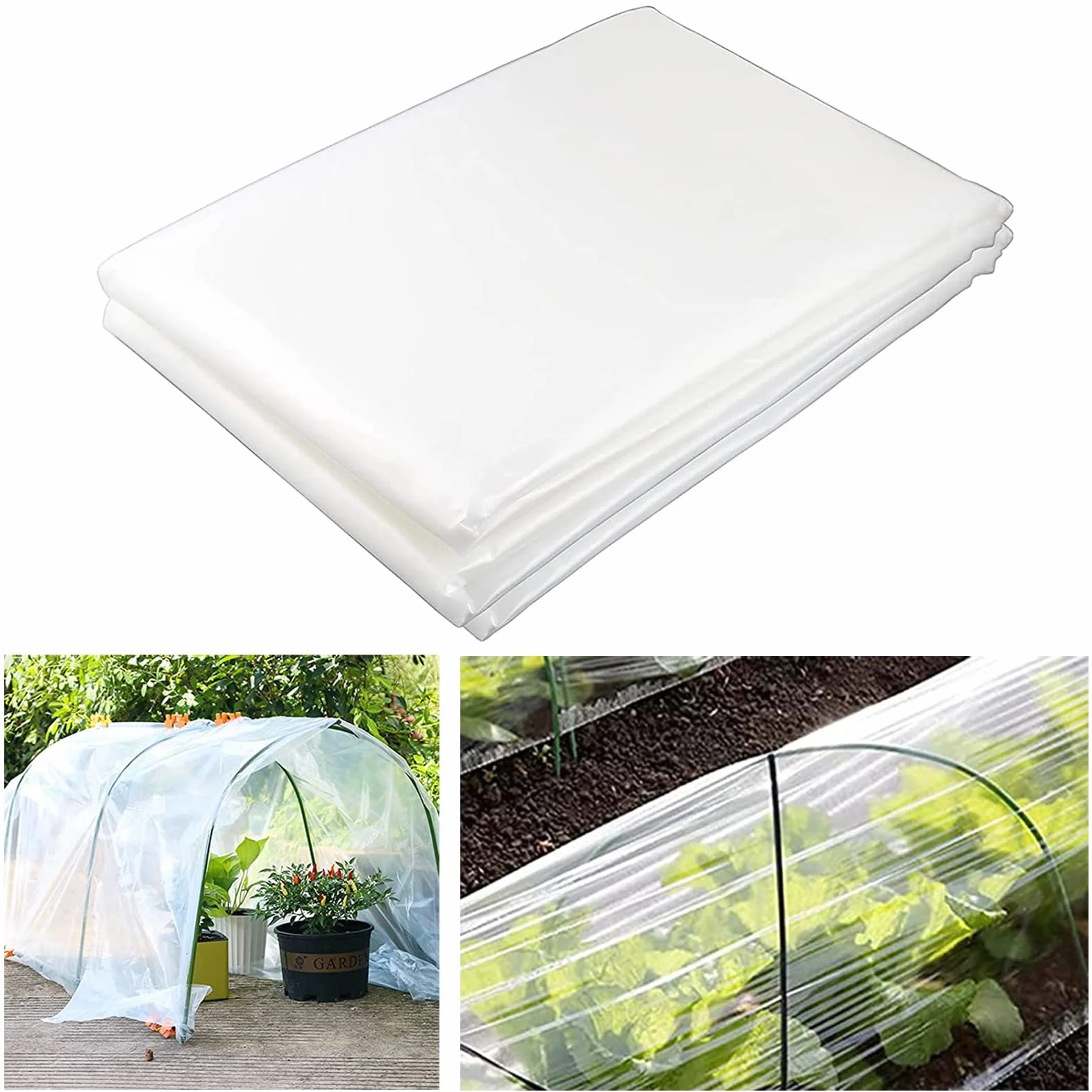 2 x 10M Plasticos para Invernaderos Transparente - Espesar Polietileno de Efecto Invernadero de Plastico Película Transparente de Protección Las Plantas Láminas Jardín