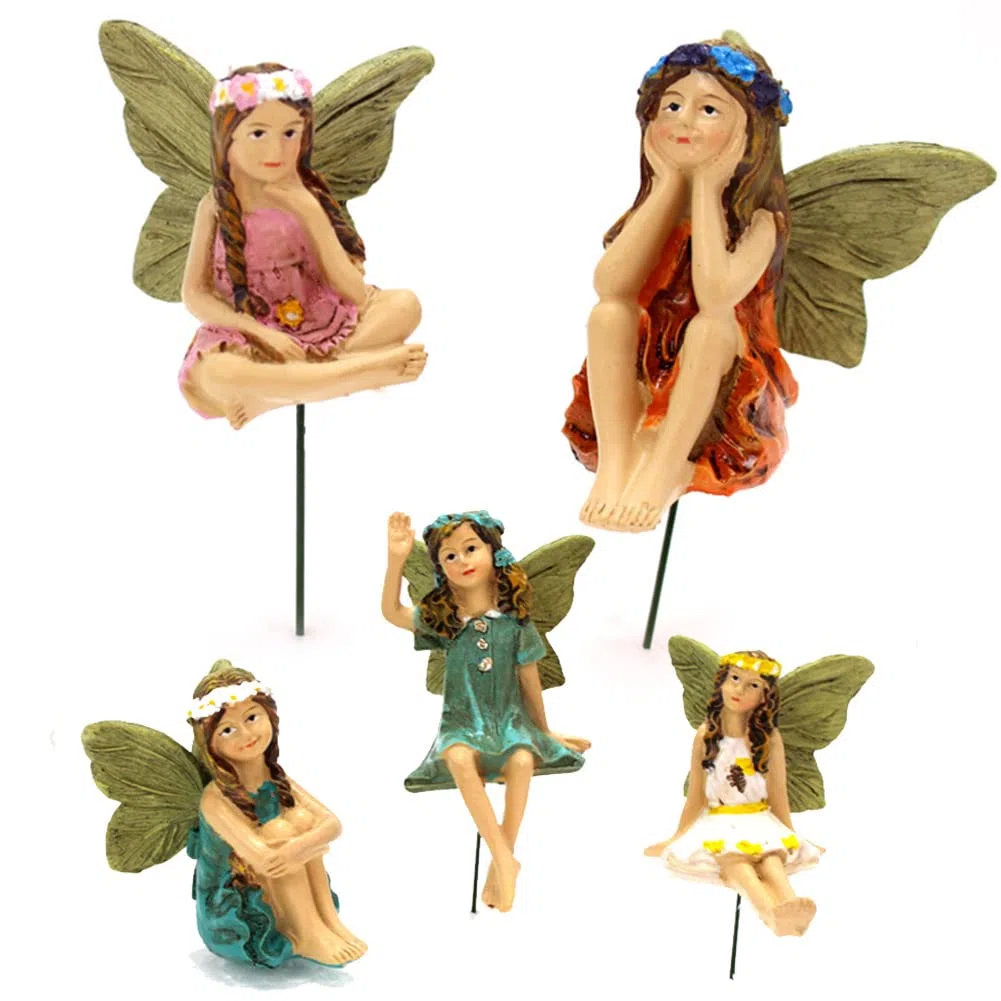 Figuras de Hadas en Miniatura, 6 Piezas Accesorios Jardín Hadas, Estatua Hada Resina en Miniatura, Exterior Mini Hadas Jardín Adornos, para Decoración Pasteles Cumpleaños y Decoración Jardín
