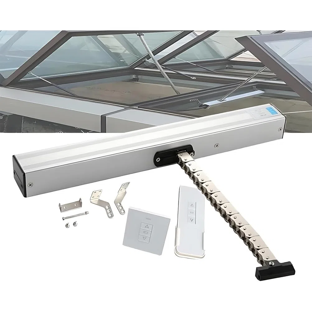 Genérico Abridor automático de Ventanas con Sensor de Lluvia inalámbrico, Control Remoto e Interruptor para ventilación en el hogar y la Oficina (600 mm).