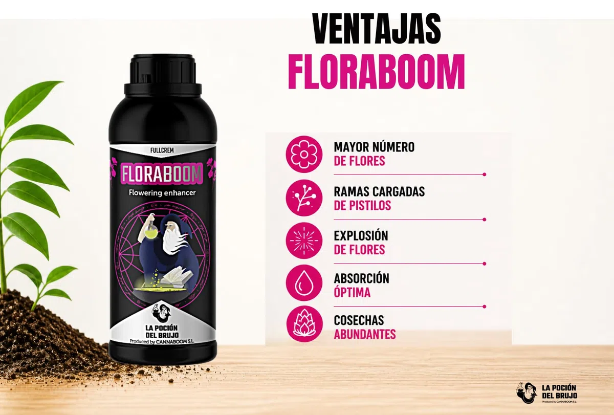FLORABOOM FULLCREM - "Cannaboom" (1.000ml) | NPK 9% - 18% - 9% | Fósforo + Potasio | Floración Intensa | Cosechas Abundantes y Aromáticas