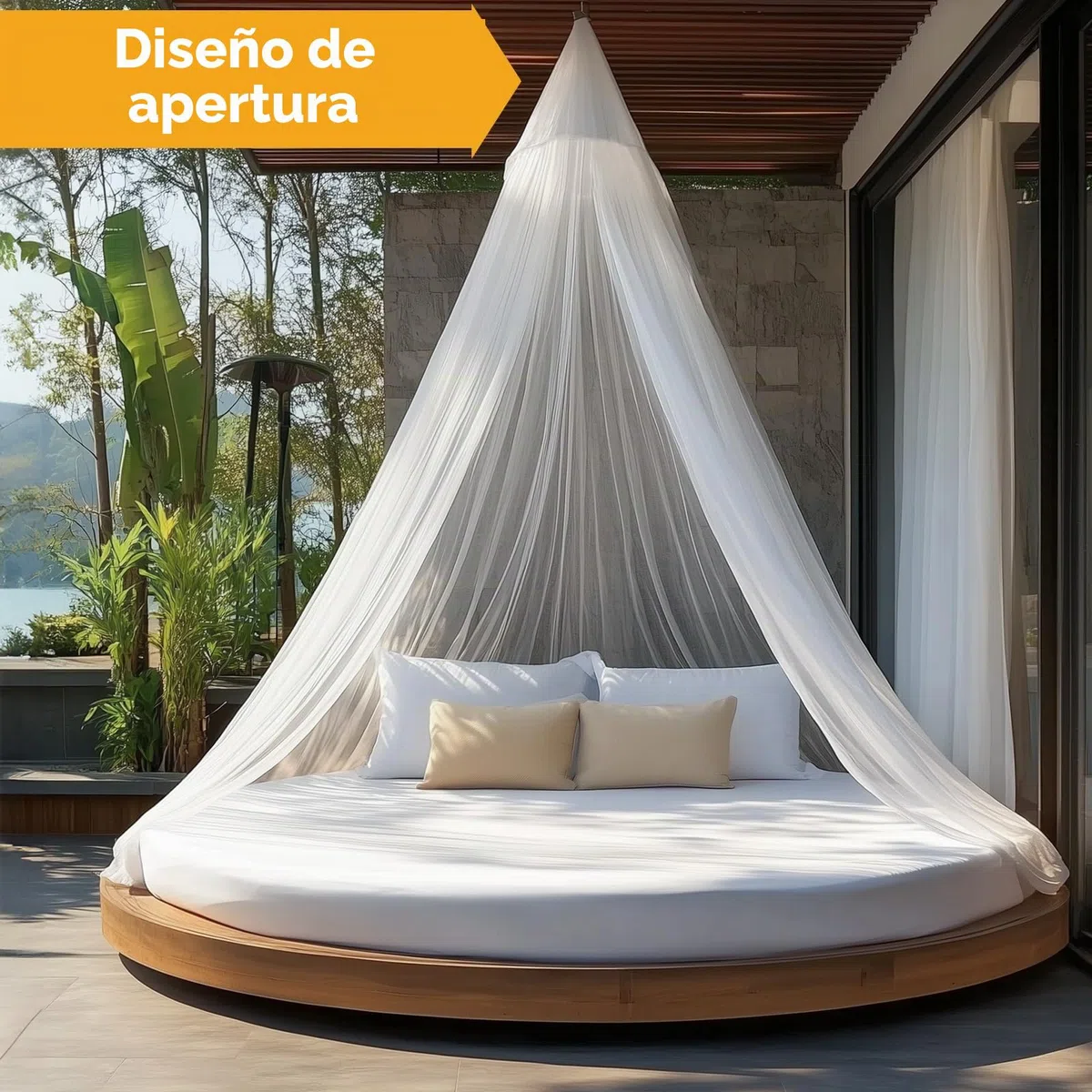 Mosquitera de viaje con bolsa de viaje y cuerda para colgar, diseño de apertura, 2,2 m de altura, 12 m de circunferencia, cama doble individual para exteriores