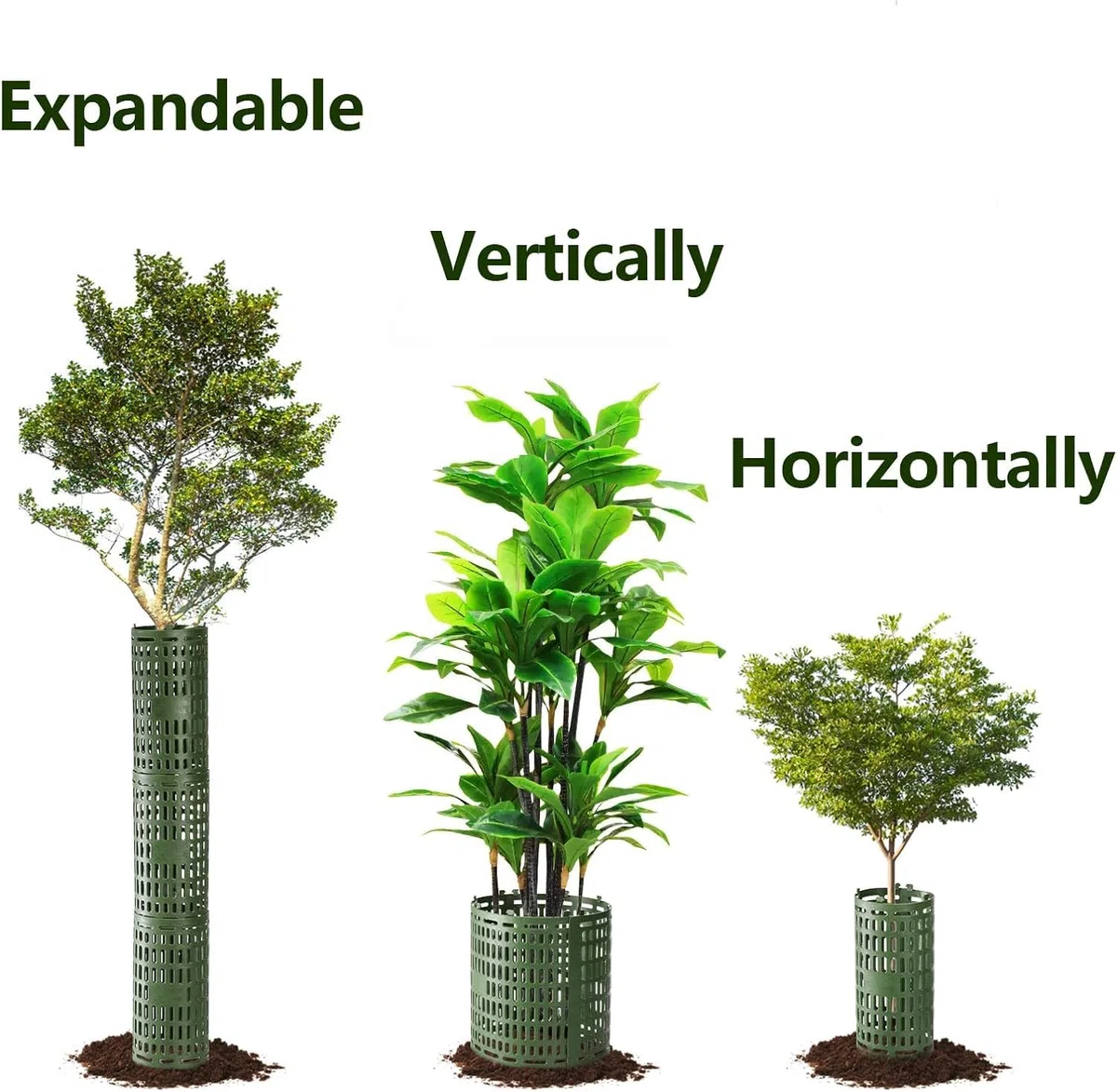 Lawei Paquete de 16 protectores de tronco de árbol con lazos de cremallera, protección de jardín, jaulas para corteza dañada, protectores extensibles de arbustos contra cortezas, cortacéspedes y