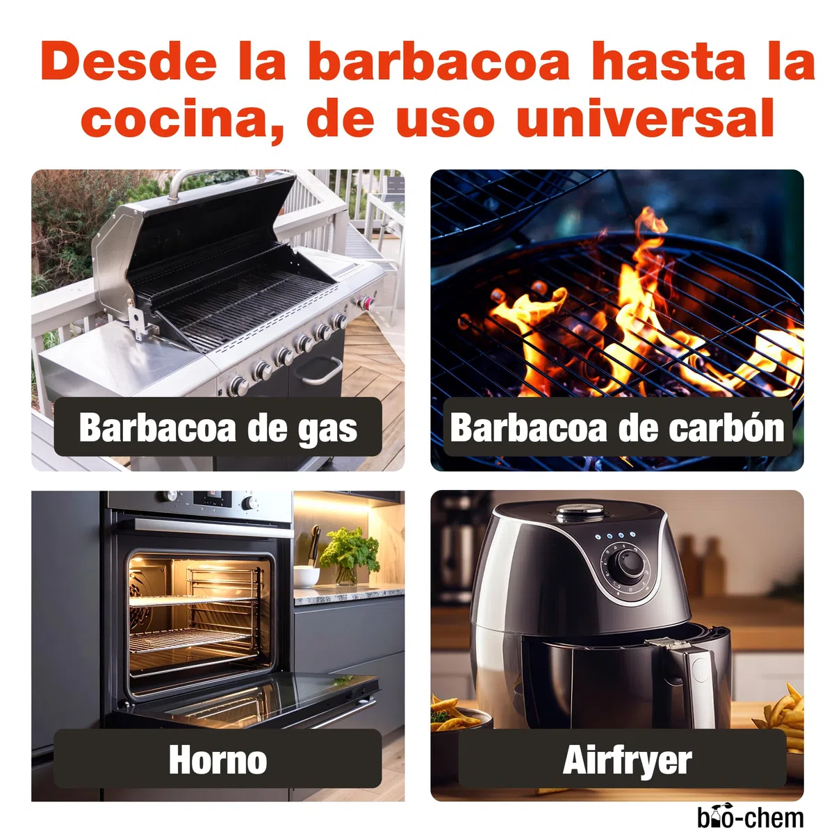 Bio-Chem - Limpiador para barbacoas 750ml - Spray para barbacoas Listo para Usar,iIdeal para el Verano - Limpiador desengrasante para Parrillas de Barbacoa