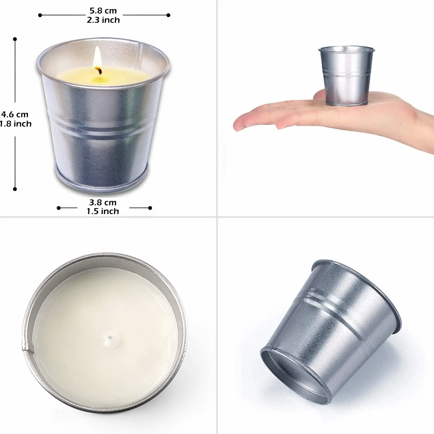 Vela Citronela, 12 Piezas Juego de Velas de Citronela para Exterior Interior Jardín, Natural Cera de Soja,12 * 2 OZ