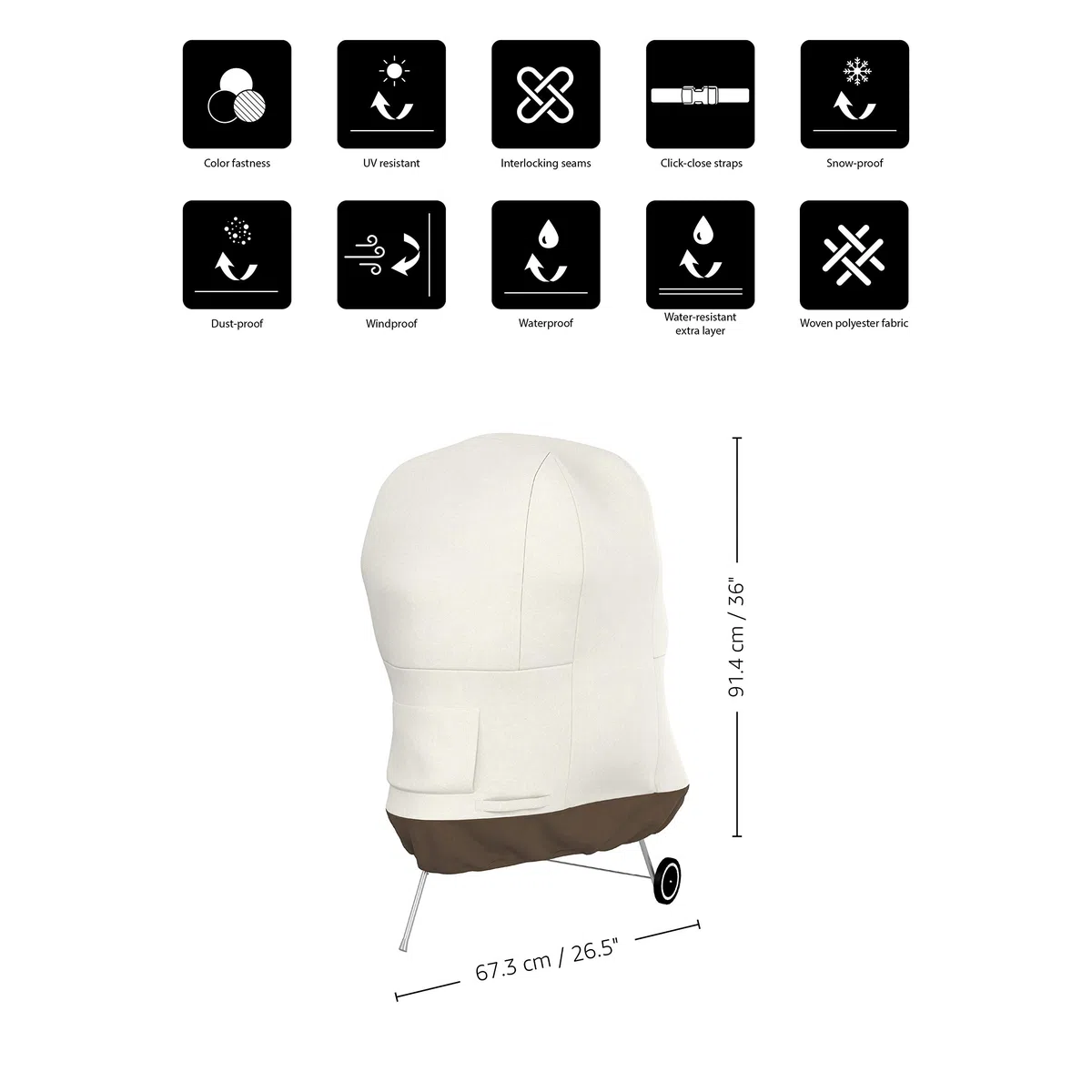 Amazon Basics Funda protectora para barbacoa, blanco, 67 cm de diámetro