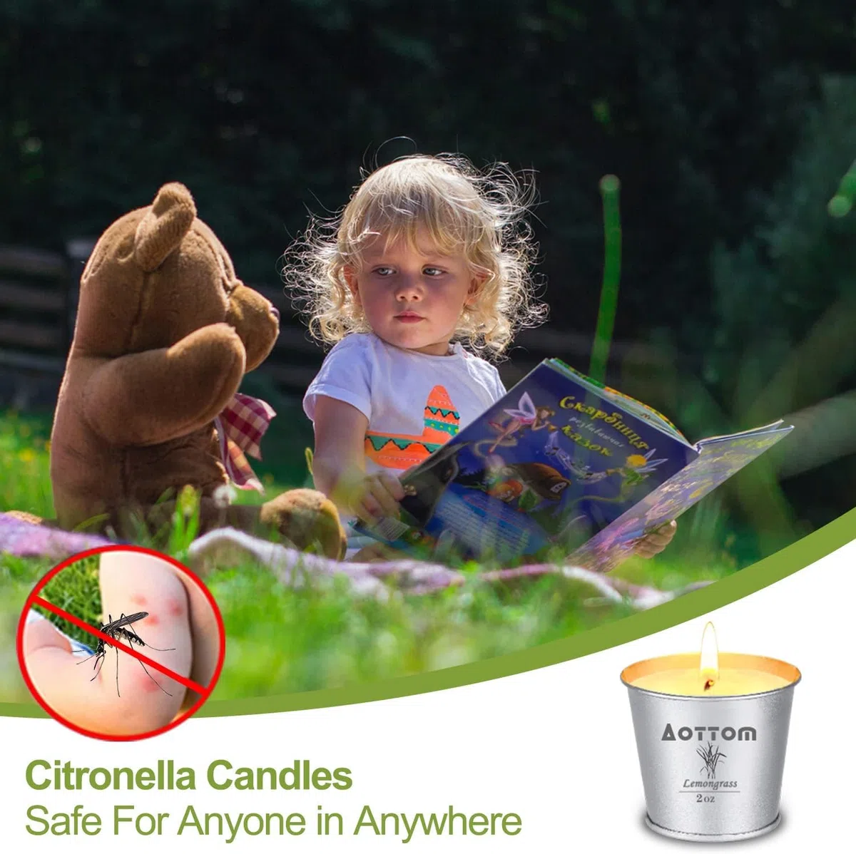 Vela Citronela Exterior, Aottom Juego de Velas de Citronella Jardín, 100% Natural Candle Cera de Soja, Verano Regalo Vela Aromaticas Perfumada con Citronella,per camping/hogar/picnic/fiestas, 9*2OZ