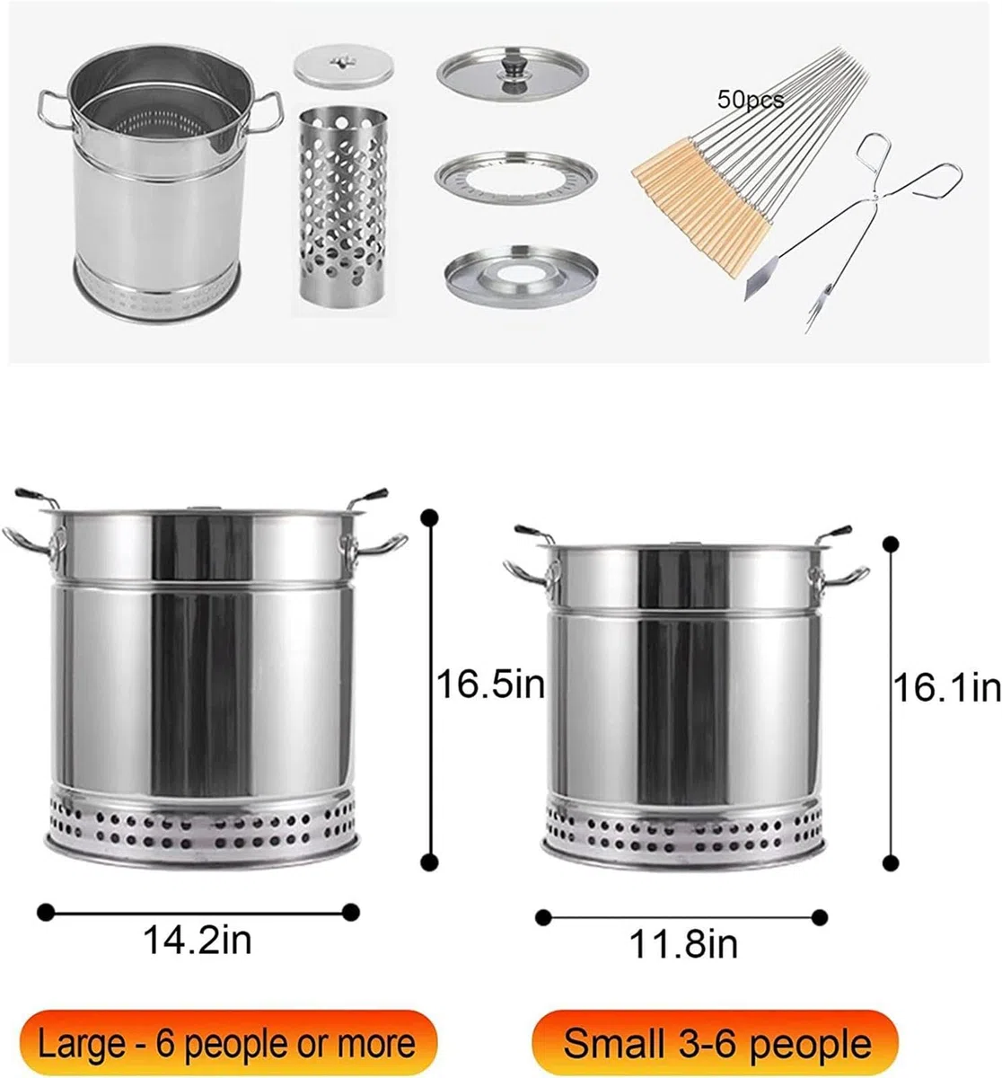 Ahumador vertical de carbón con estufa colgante y barril de malla para barbacoa de camping, parrilla portátil para cocinar al aire libre para sabor ahumado, perfecto para los amantes de la barbacoa