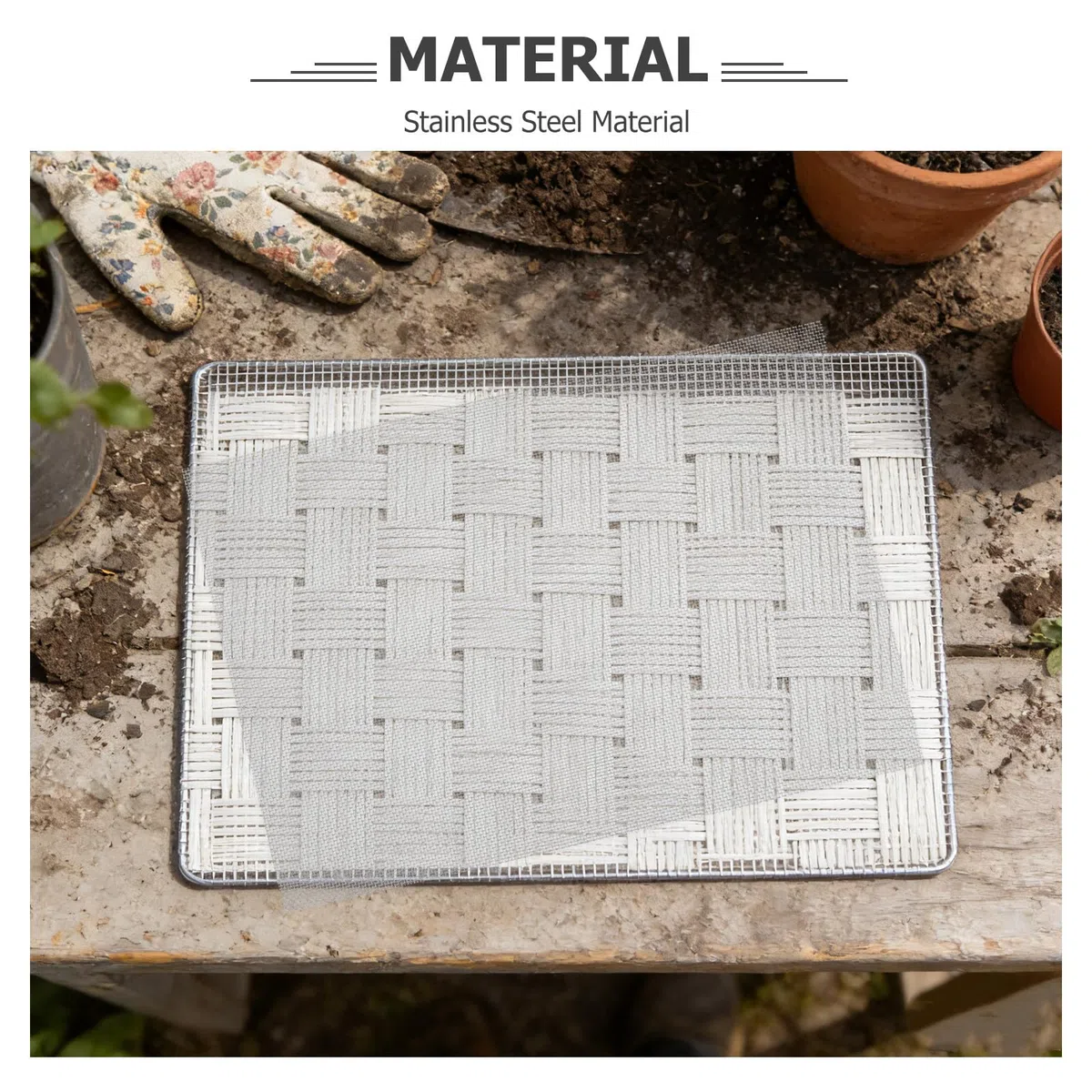 TOYANDONA 4 Piezas Revestimiento de Malla de Acero Inoxidable 20 Mesh para Bandeja de Germinación, Tapete Reutilizable Circulación de Aire Mejorada para Plantas y Brotes en Jardín