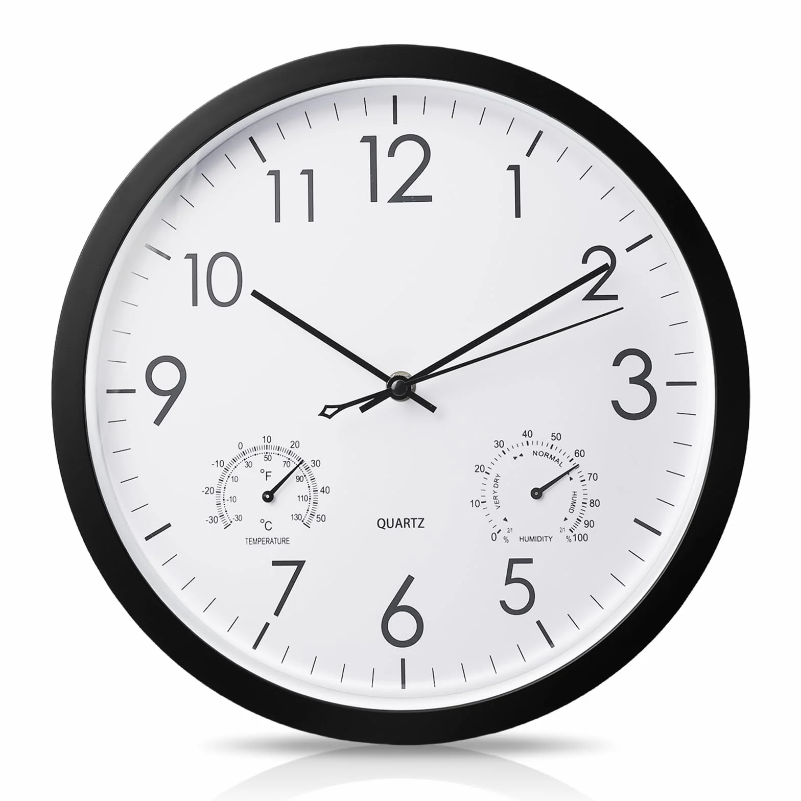 BORDEAG 12 Pulgadas Reloj De Pared, Relojes De Jardín con Termómetro Y Medidor De Humedad, Reloj De Pared Impermeable, Reloj De Jardín Exterior, para Cocina, Dormitorio, Oficina En Casa