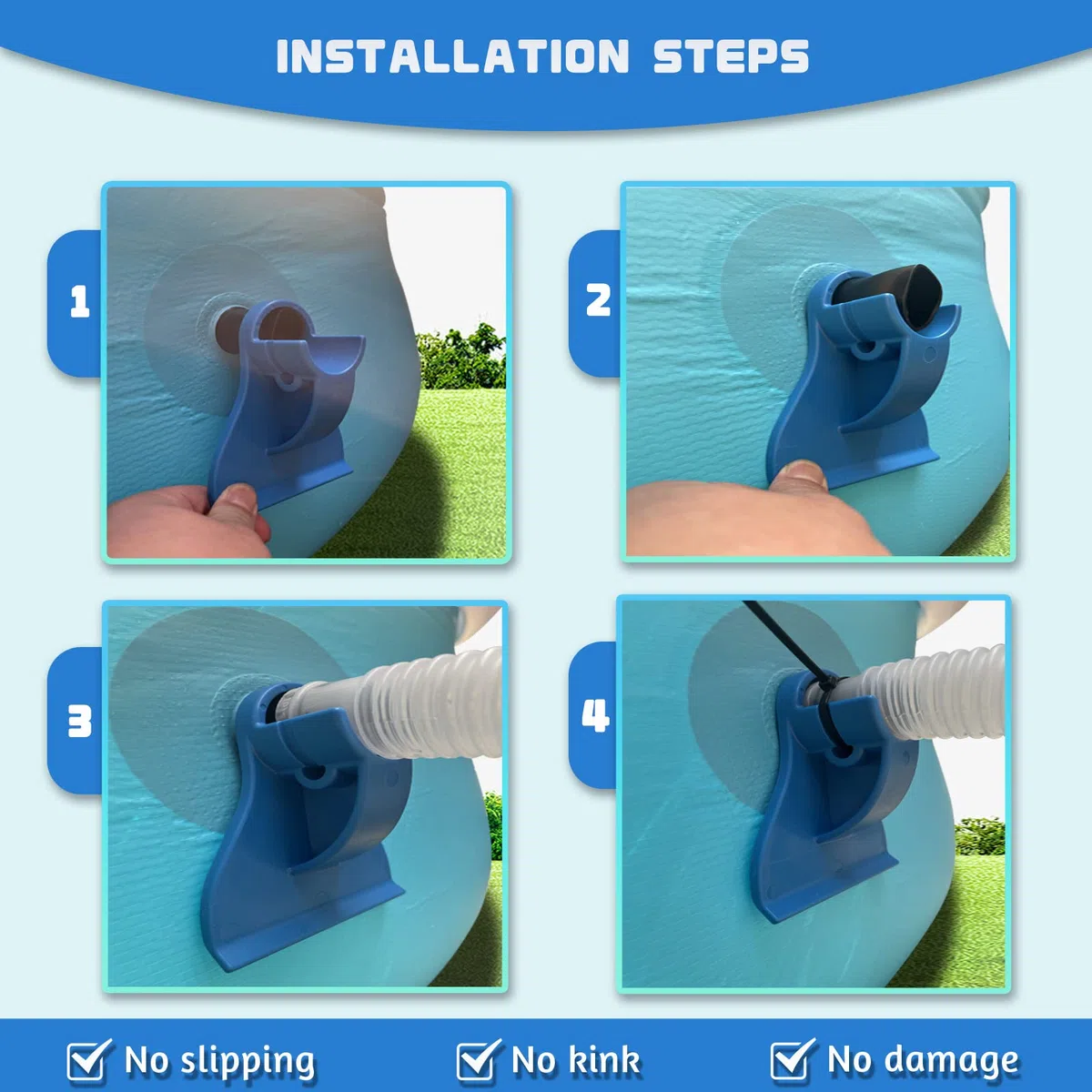 2 piezas de soporte para mangueras de piscina, soporte para tuberías de piscina, para tuberías de 26 mm a 38 mm, compatible con piscinas Intex y Bestway.
