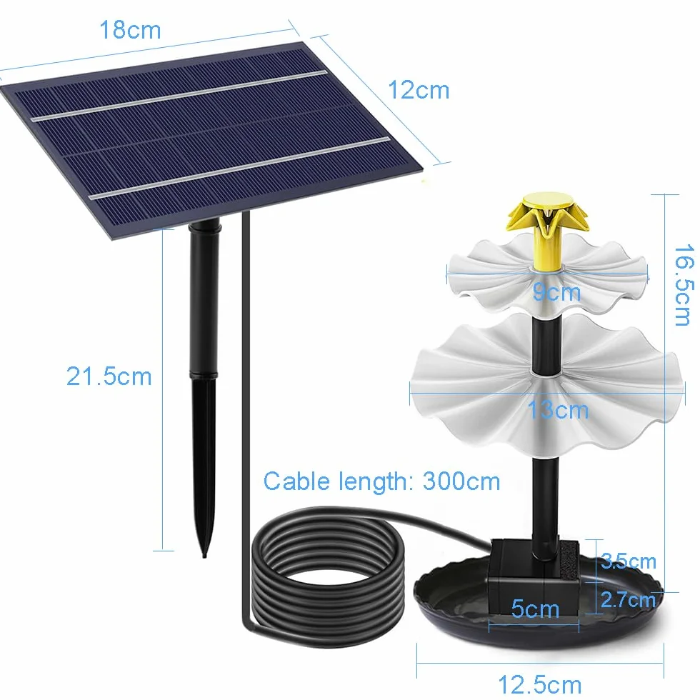 Bomba De Agua Solar para Estanque, Fuente De Agua Decorativa, Fuente Solar Jardin Exterior, Bomba Solar para Fuente De Agua, Bomba Agua con Panel Solar Terraza Jardín Cascada Baño De Pájaros (4W)
