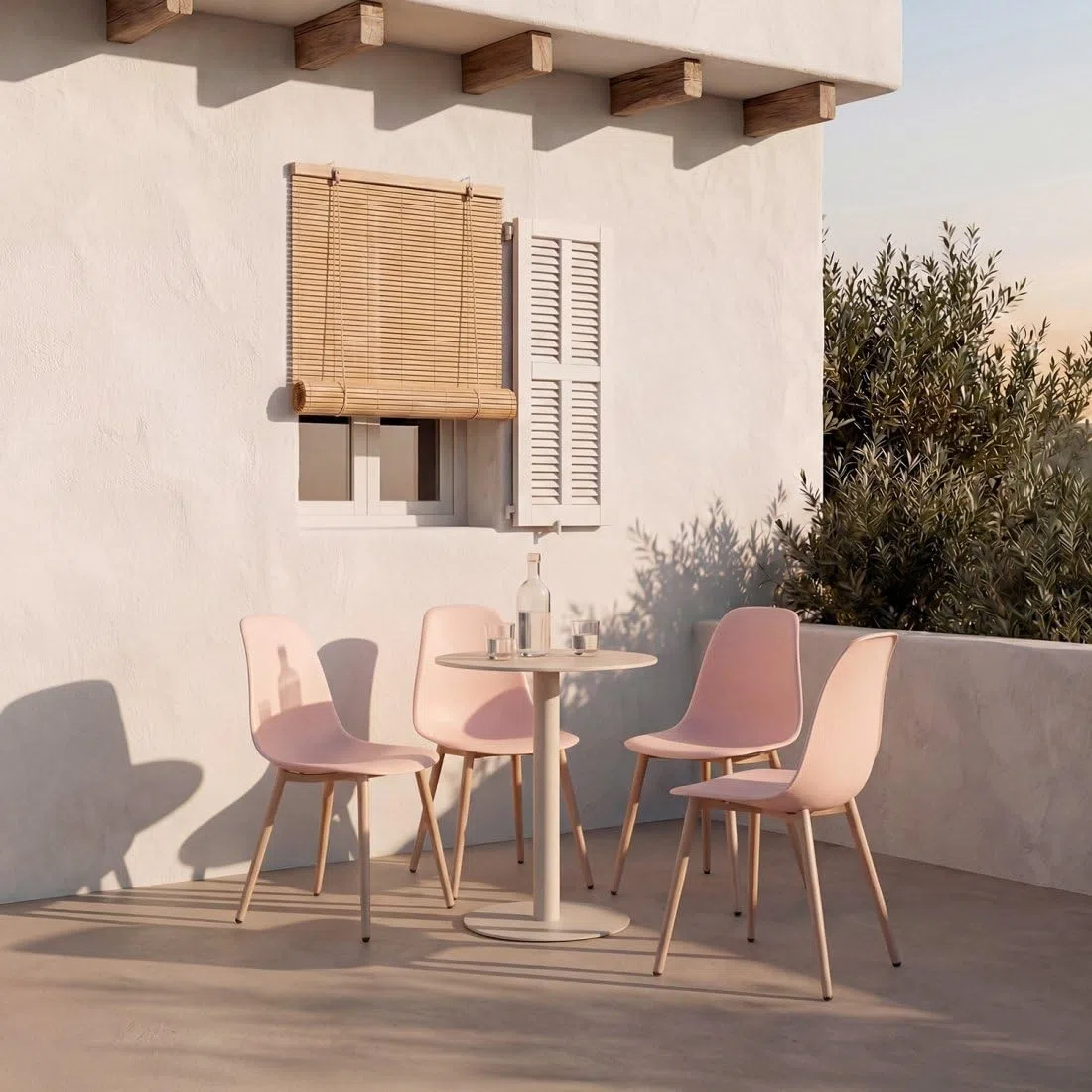KLAST Silla de Comedor en Polipropileno Blanco con Pata Natural