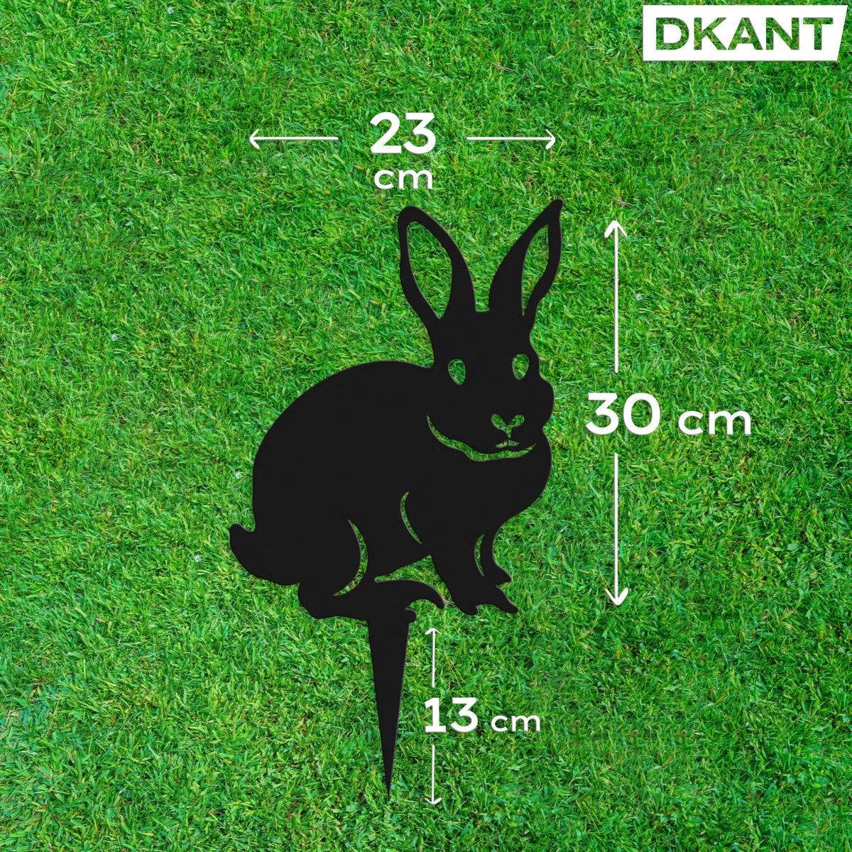 Decoracion Jardin Exterior Conejo de Metal (23x30 cm) - Figuras Jardin - Estacas Decorativas para Jardin - Animales Decorativos de Exterior para Clavar en la Tierra