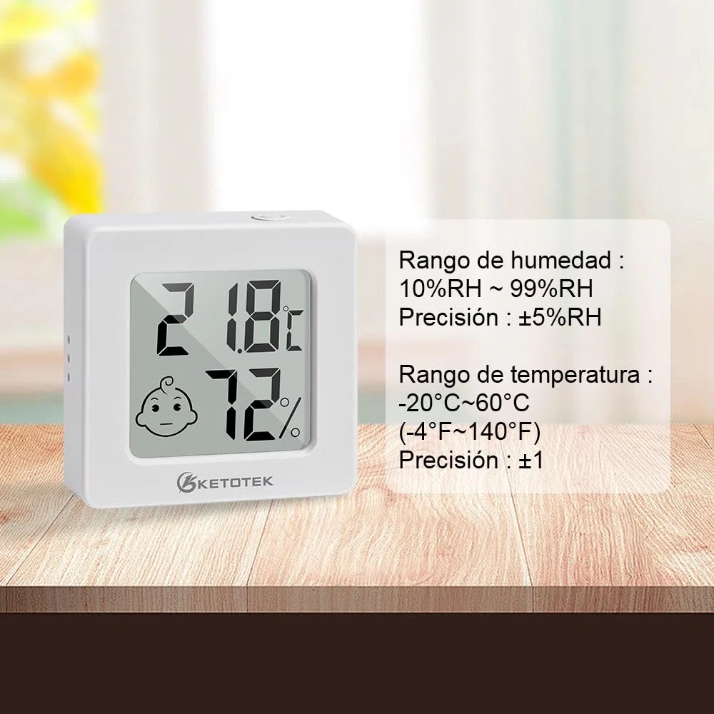 KETOTEK 5 Piezas Mini Higrometro Termometro Digital Casa Termómetro Interior del Higrómetro Medidor de Temperatura y Humedad Ambiental para Hogar Oficina Dormitorio