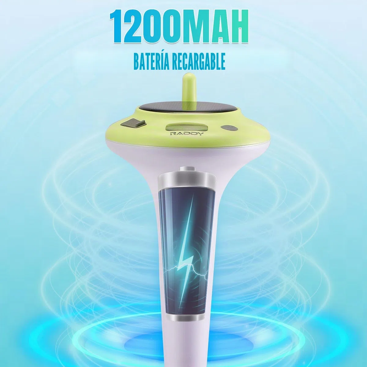 Termómetro flotante para piscina Raddy PT-5, energizado por sol y batería, IPX8, resistente al agua, fácil de leer, digital para piscina, jacuzzi, tubos fríos, estanques
