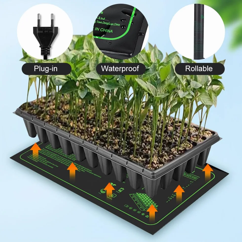 Helweet Alfombrilla Térmica para Plántulas, Estera Calefactora para Plantas, Alfombrilla De Calor para Plantas, Colchonetas Calefactoras De La Planta, Estera Térmica para Plántulas, 52 x 25 CM, 20 W