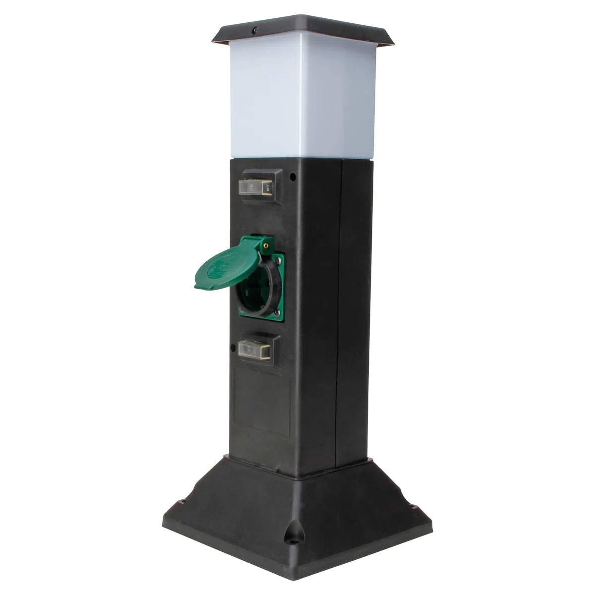 Kopp 145326012 - Enchufe para jardín (2 Unidades, Color Negro, Verde, conmutable Individualmente, con estaca, con función de luz), Color Negro