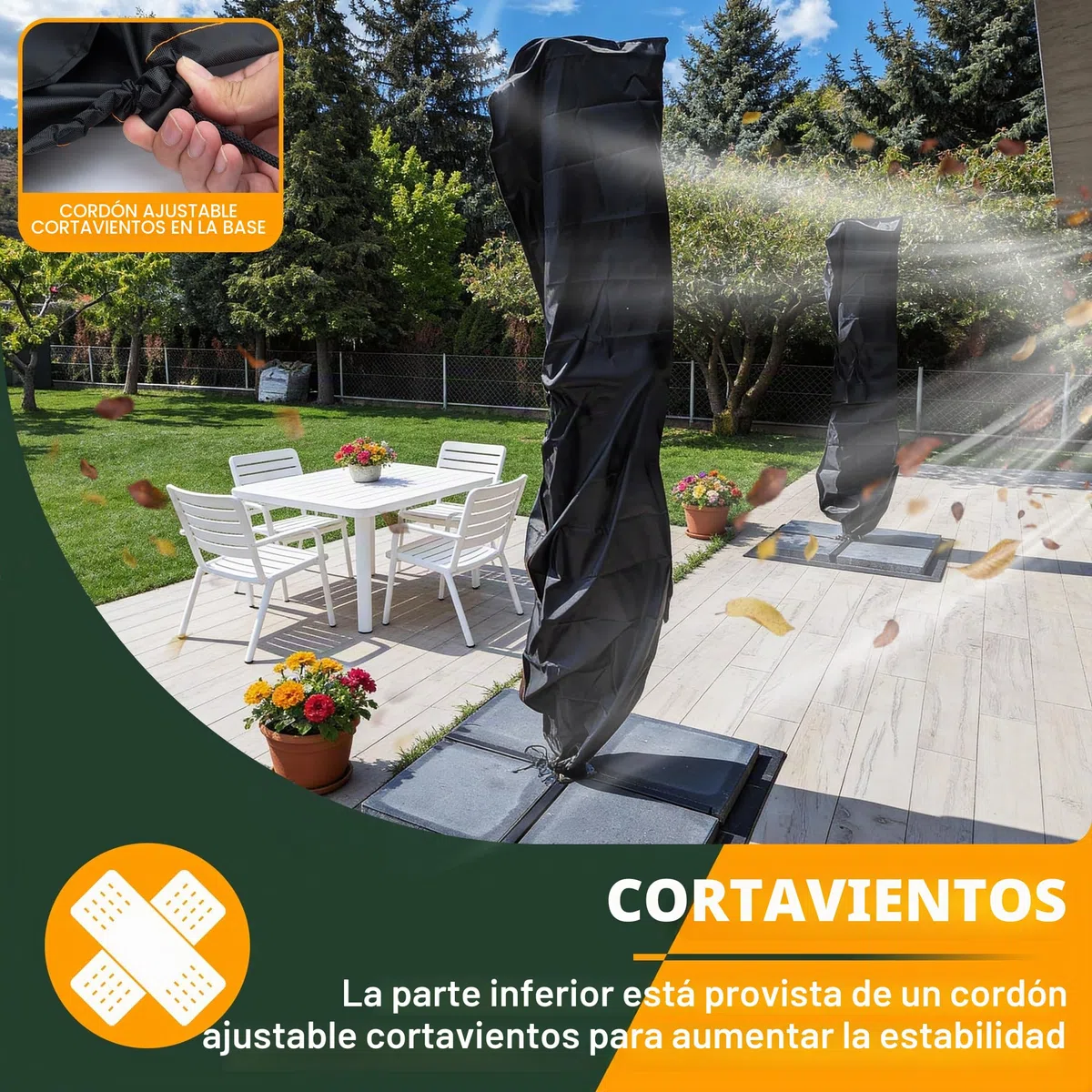 Enzeno Funda para sombrilla, hasta Aprox. 200 cm, 300 cm de diámetro, Funda para sombrilla, Resistente al Agua, Resistente a los Rayos UV, con Cremallera Impermeable (190x30/40/50 cm)