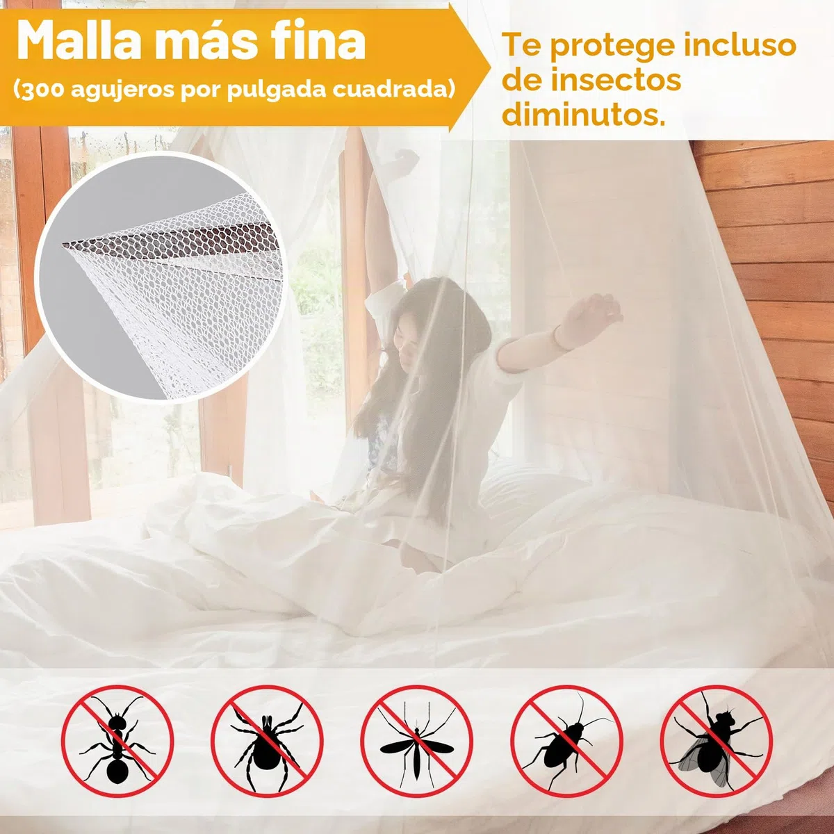Mosquitera de viaje con bolsa de viaje y cuerda para colgar, diseño de apertura, 2,2 m de altura, 12 m de circunferencia, cama doble individual para exteriores