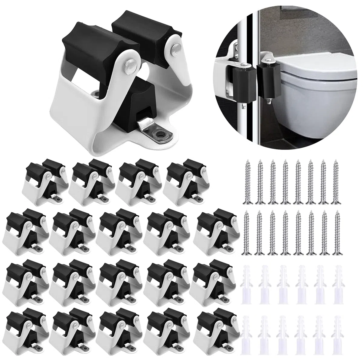 3-H Cuelga Escobas Pared 20 Piezas, Soporte Escobas Pared Acero Inoxidable Colgador Escobas y Fregonas 0,7MM Espesor Antideslizante, 5KG Soporte, Tornillos Incluidos para Cocina,Baño,Garaje,Jardín