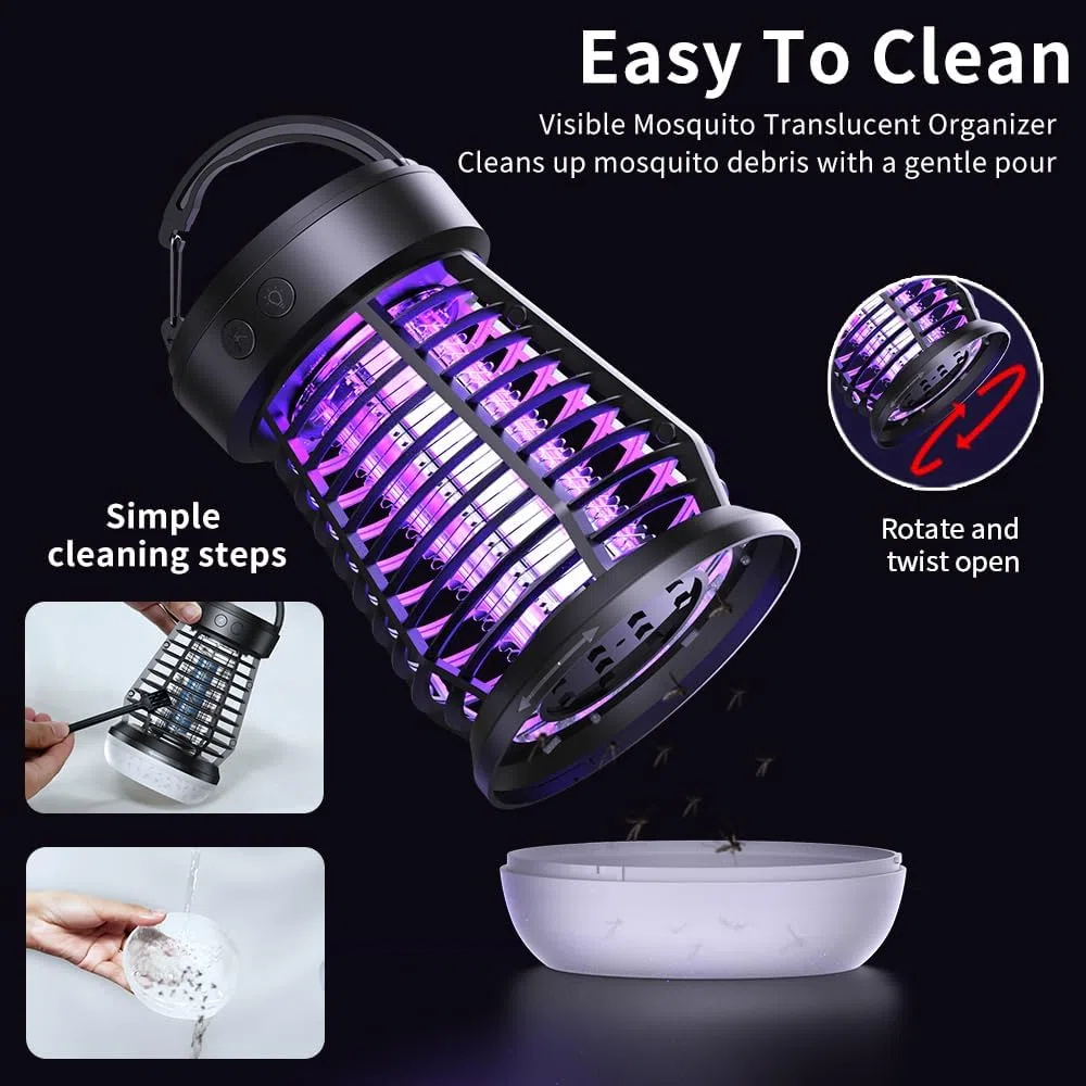 Bseical Mata Mosquitos Electrico, Portátil Lampara Antimosquitos, UV Lampara Mosquitos Electrico con Lámpara LED, Trampa para Mosquitos Eléctrica Impermeable para Uso en Interiores y Exteriores