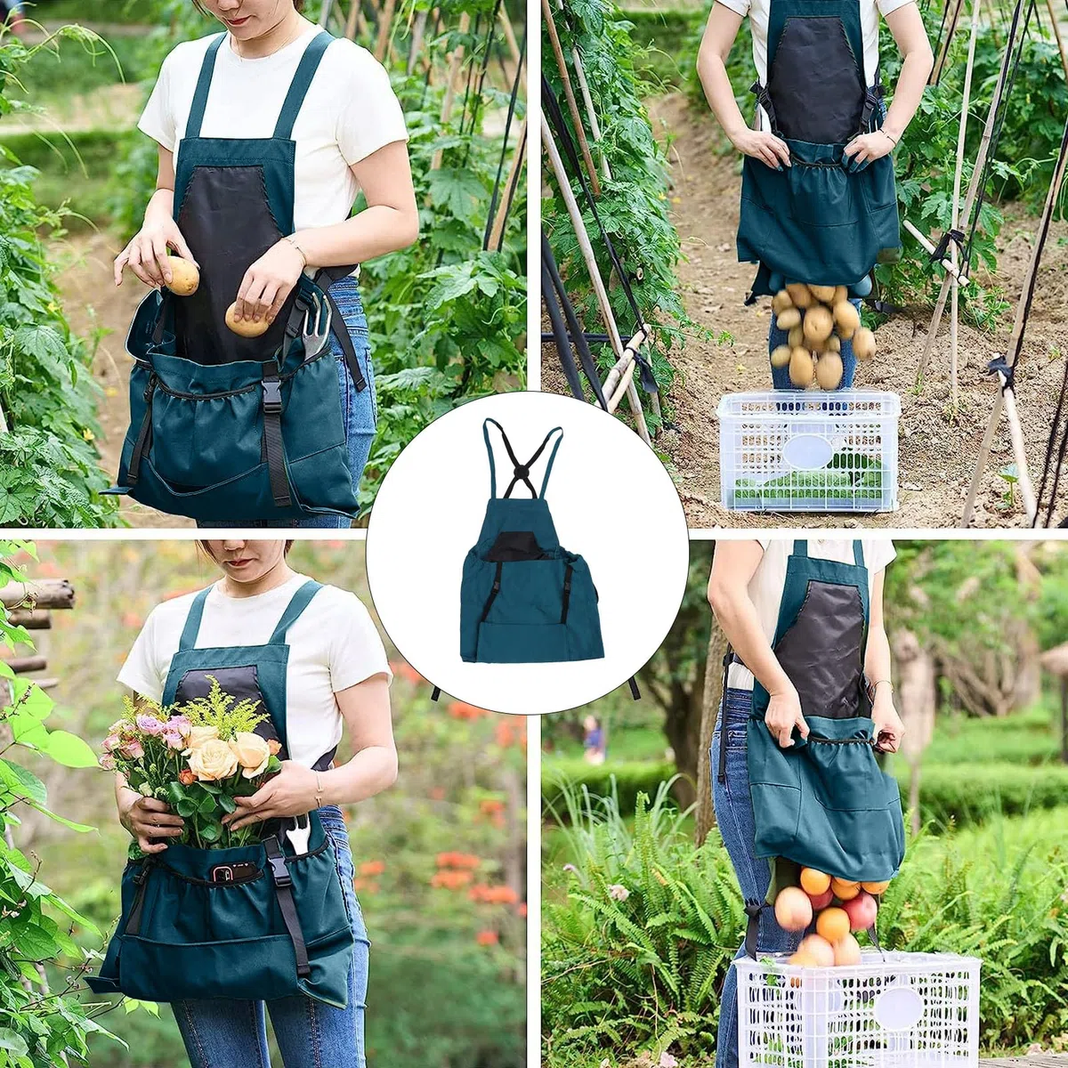 Delantal para Recoger Frutas de Gran Capacidad con Liberación Rápida, Almacenamiento Conveniente Fácil y Cómodo para el Jardín de la Huerta y Resistente Al Desgaste Debe