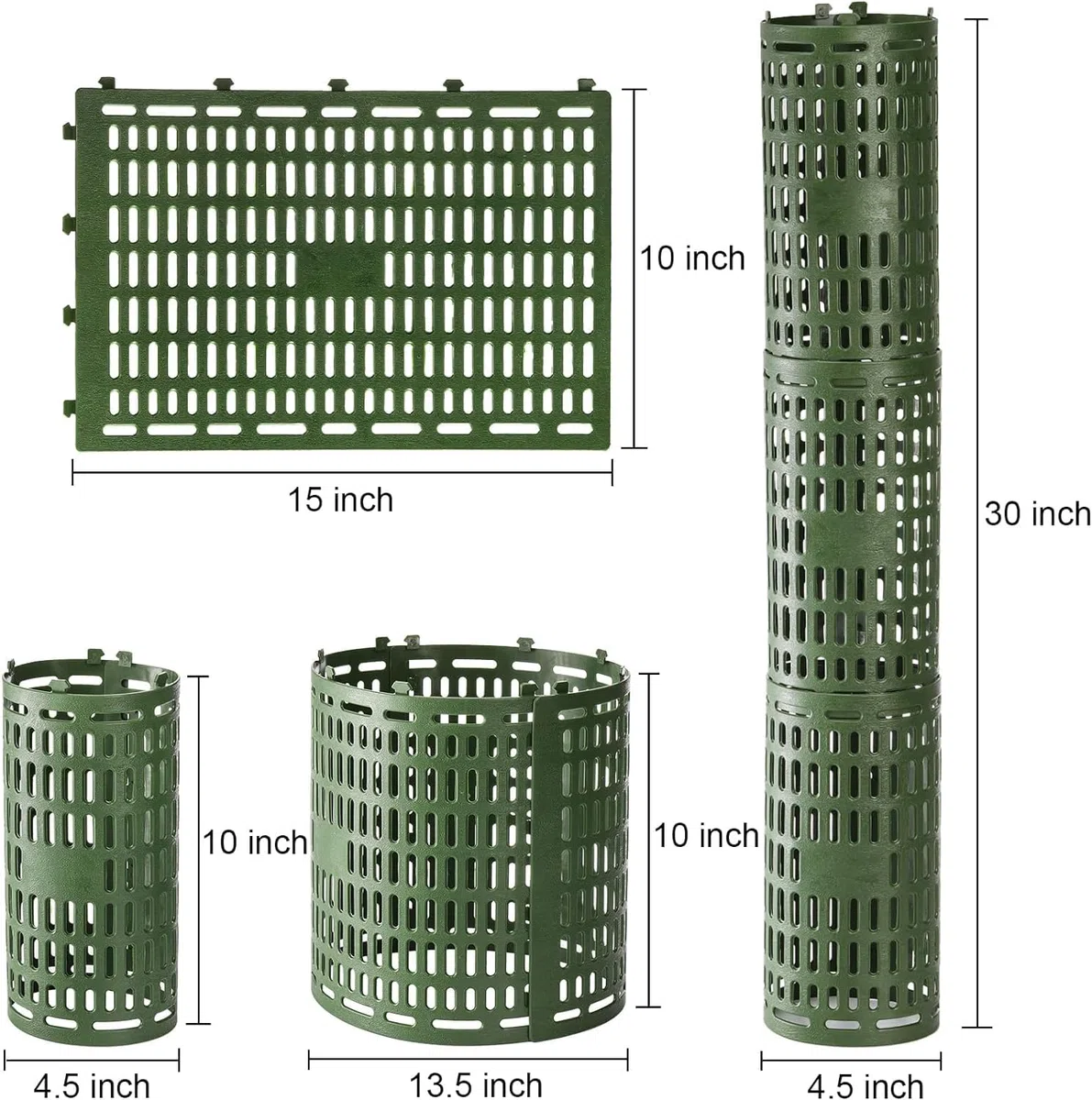 Lawei Paquete de 16 protectores de tronco de árbol con lazos de cremallera, protección de jardín, jaulas para corteza dañada, protectores extensibles de arbustos contra cortezas, cortacéspedes y