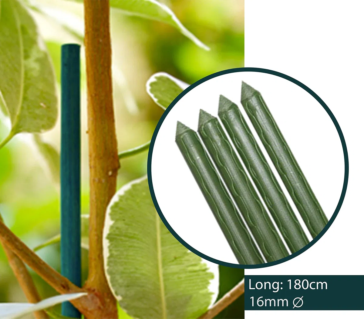 HERSIG - Tutores para Plantas de Hierro Plastificado de 180 cm 16mm - Pack de 10 Tutores de Hierro de Color Verde