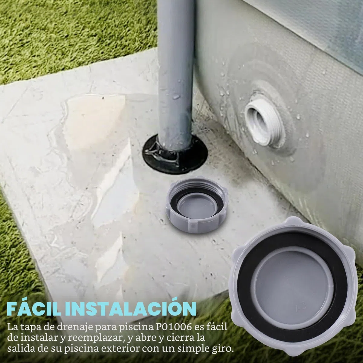 GZWY Tapa de válvula de drenaje de piscina, accesorios de piscina para Bestway P6H1158 tapón de válvula de drenaje para P01006 cubiertas de repuesto para piscina sobre el suelo, piezas de repuesto