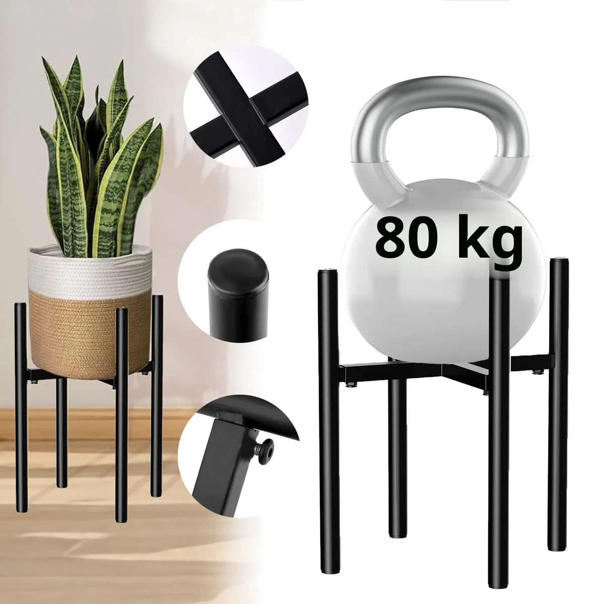 Soporte Ajustable para Plantas, Soporte para Plantas, Macetas Interior, 21 cm-35 cm, Metal Taburete, Moderno Soporte para Macetas para uso Interior y Exterior
