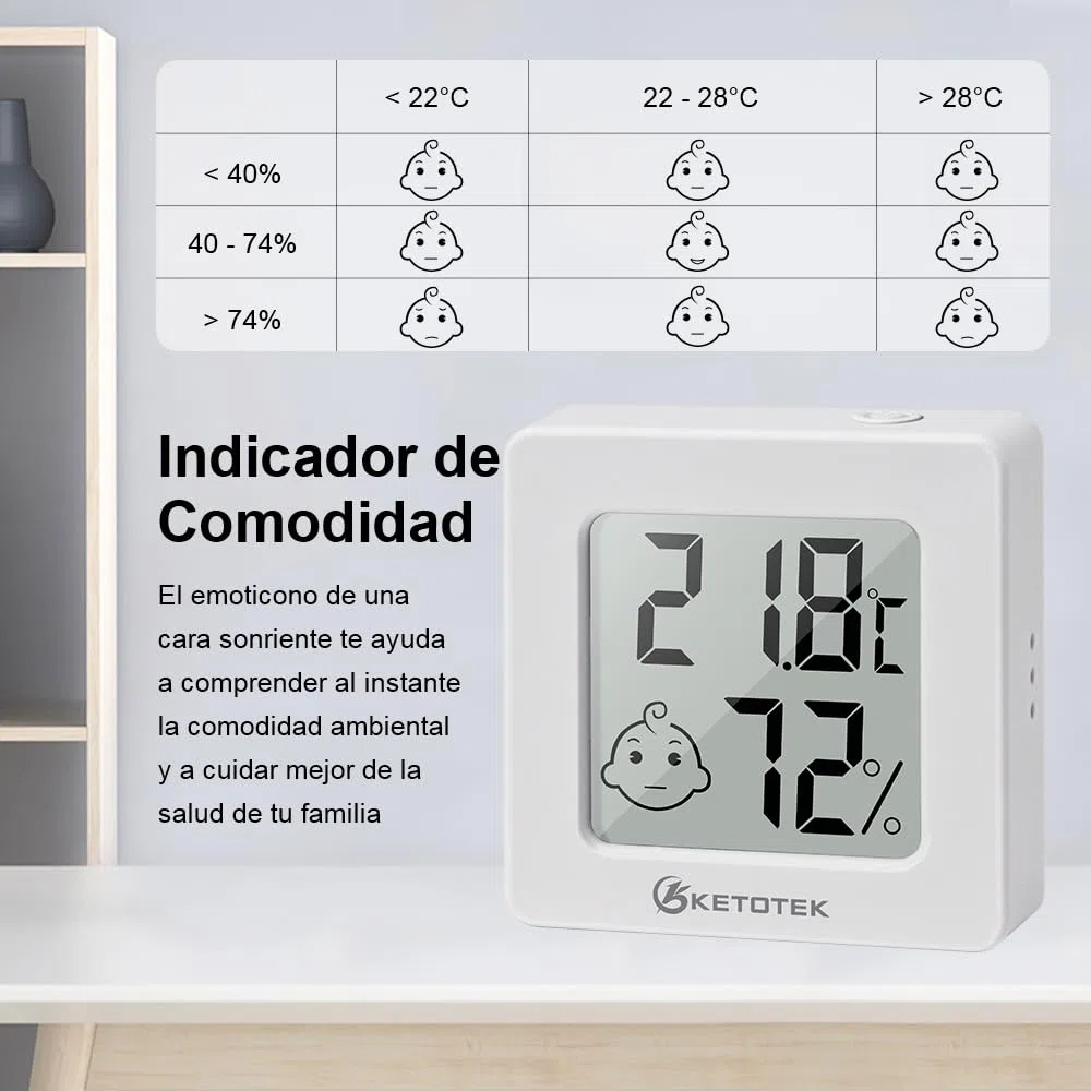 KETOTEK 5 Piezas Mini Higrometro Termometro Digital Casa Termómetro Interior del Higrómetro Medidor de Temperatura y Humedad Ambiental para Hogar Oficina Dormitorio