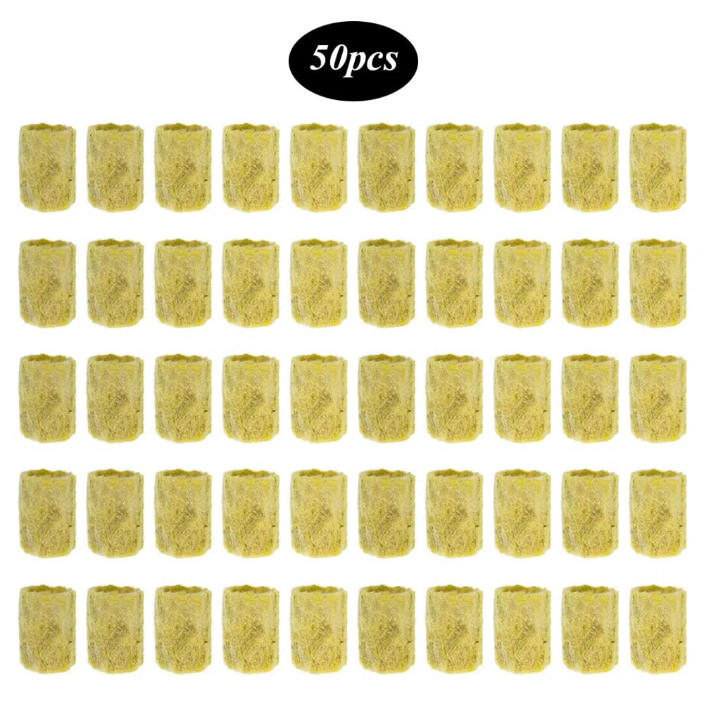 Cubo de Lana de Roca sin Suelo 50 Piezas Cubos de Cultivo Hidropónicos Bloque de Lana de Roca Plántulas HidropóNicas Tapones Agrícola Rockwool Cilíndrico Cubos de Lana de Roca Propagación
