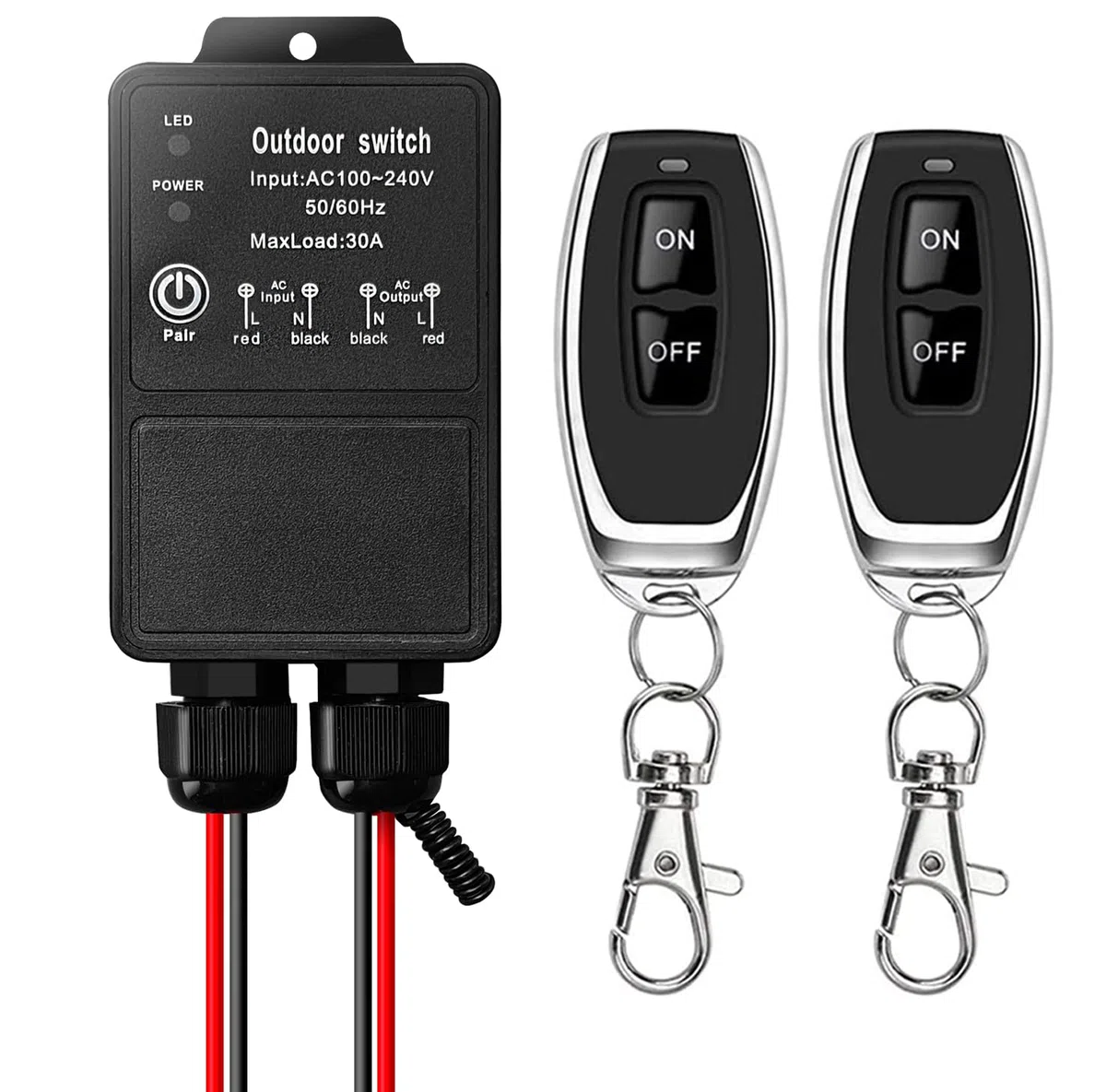 DieseRC Control remoto inalámbrico impermeable Interruptor de radio control AC 240V/220V 30A Relé Receptor para Wet Location Outdoor Yard Area Luz Bomba de agua Granja riego techo Jardín Calle Garaje
