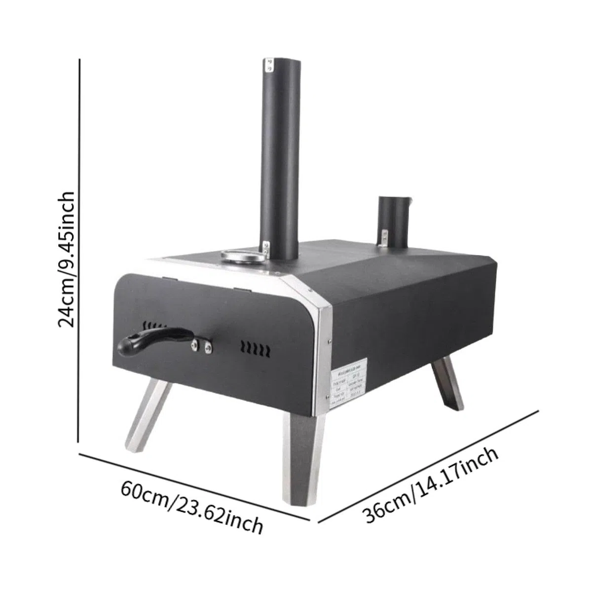 Horno Eléctrico de Exterior con Quemador Giratorio de Acero Inoxidable para Pizza, Portátil Y Multifuncional, Aparato de Calefacción, con rotación