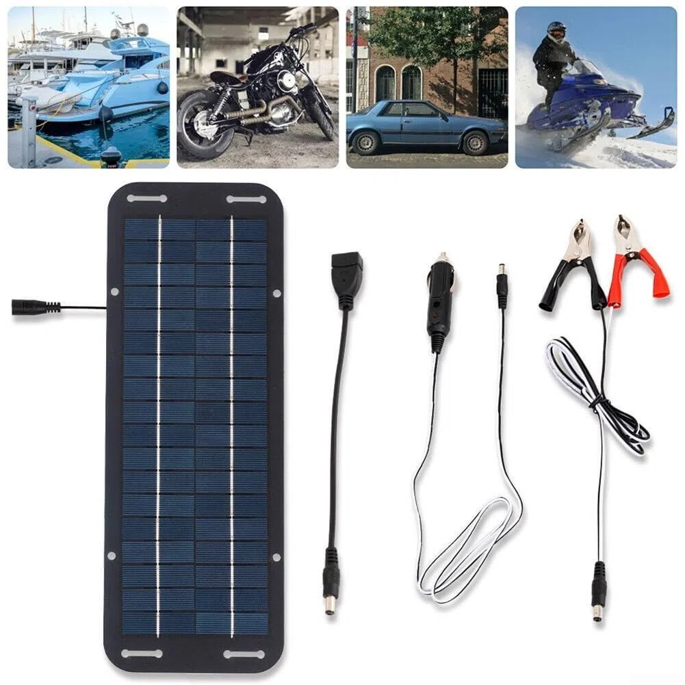Batería solar de 30 W, cargador, mantenedor, 12 V, portátil, impermeable, panel solar, kit de carga por goteo para coche, barco, caravana, motocicleta