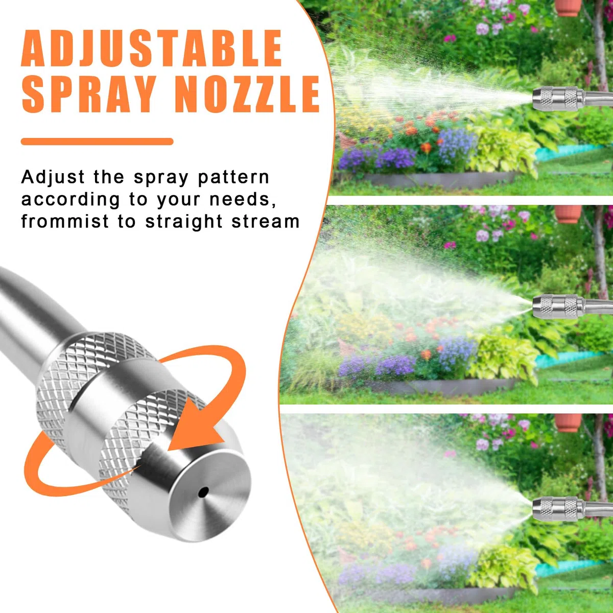 Varilla pulverizadora, 112 cm de metal para jardín, con boquilla ajustable, 3/8 pulgadas y 1/4 pulgadas de latón Barb universal, repuesto de alta presión, para jardines, huertos, lavado de coches