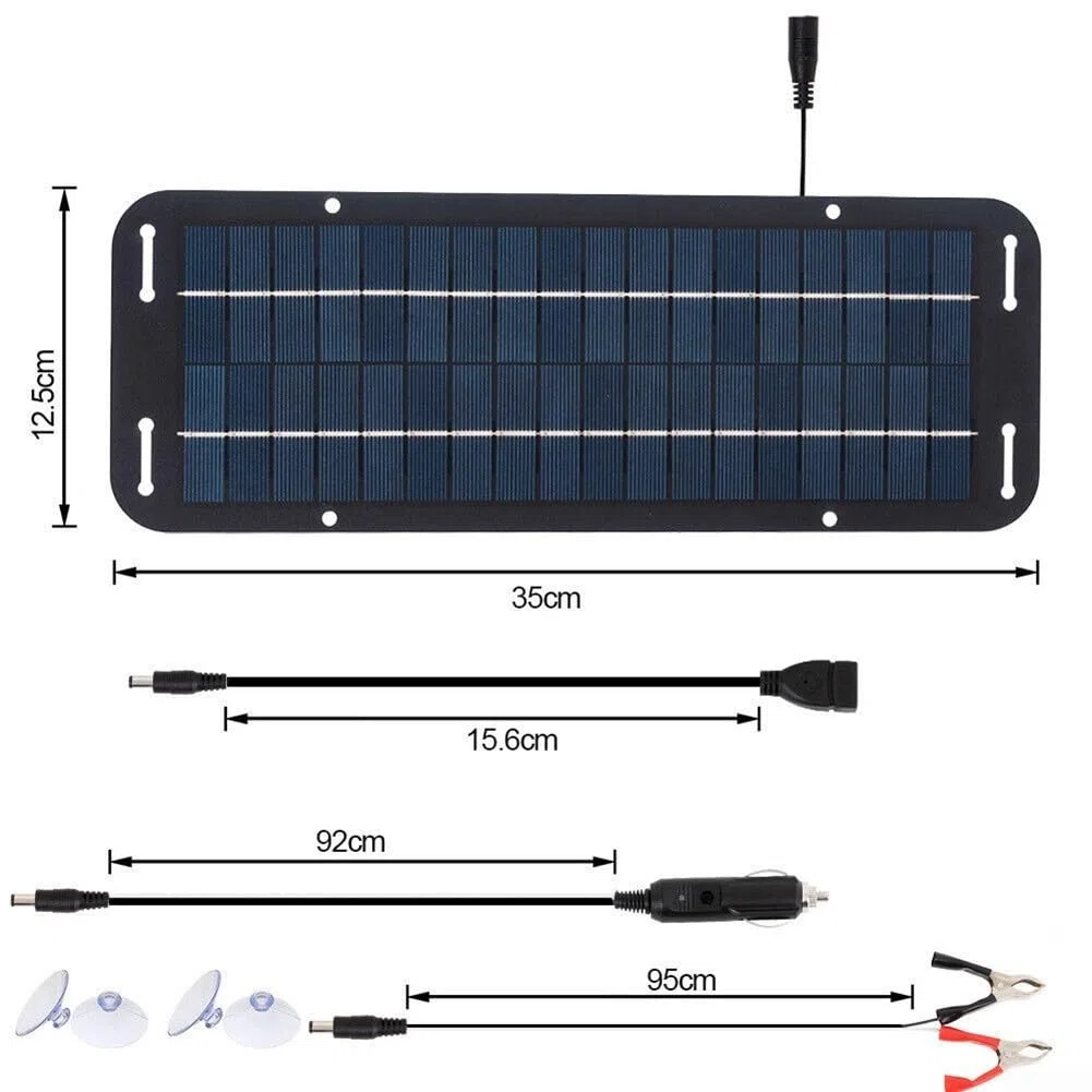Batería solar de 30 W, cargador, mantenedor, 12 V, portátil, impermeable, panel solar, kit de carga por goteo para coche, barco, caravana, motocicleta