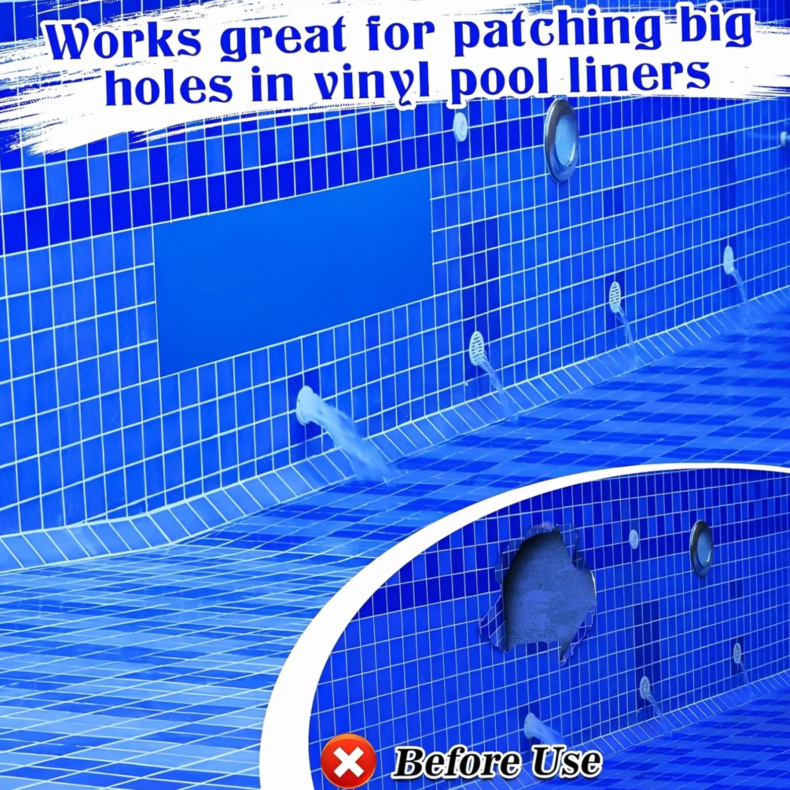 Parches Piscina Autoadhesivos Reparación Grande 4FT x 2.8FT PVC Pool Liner Repair Patch Impermeables Parche de Reparacion para Bajo el Agua Botes Inflables Camas de Agua Carpas